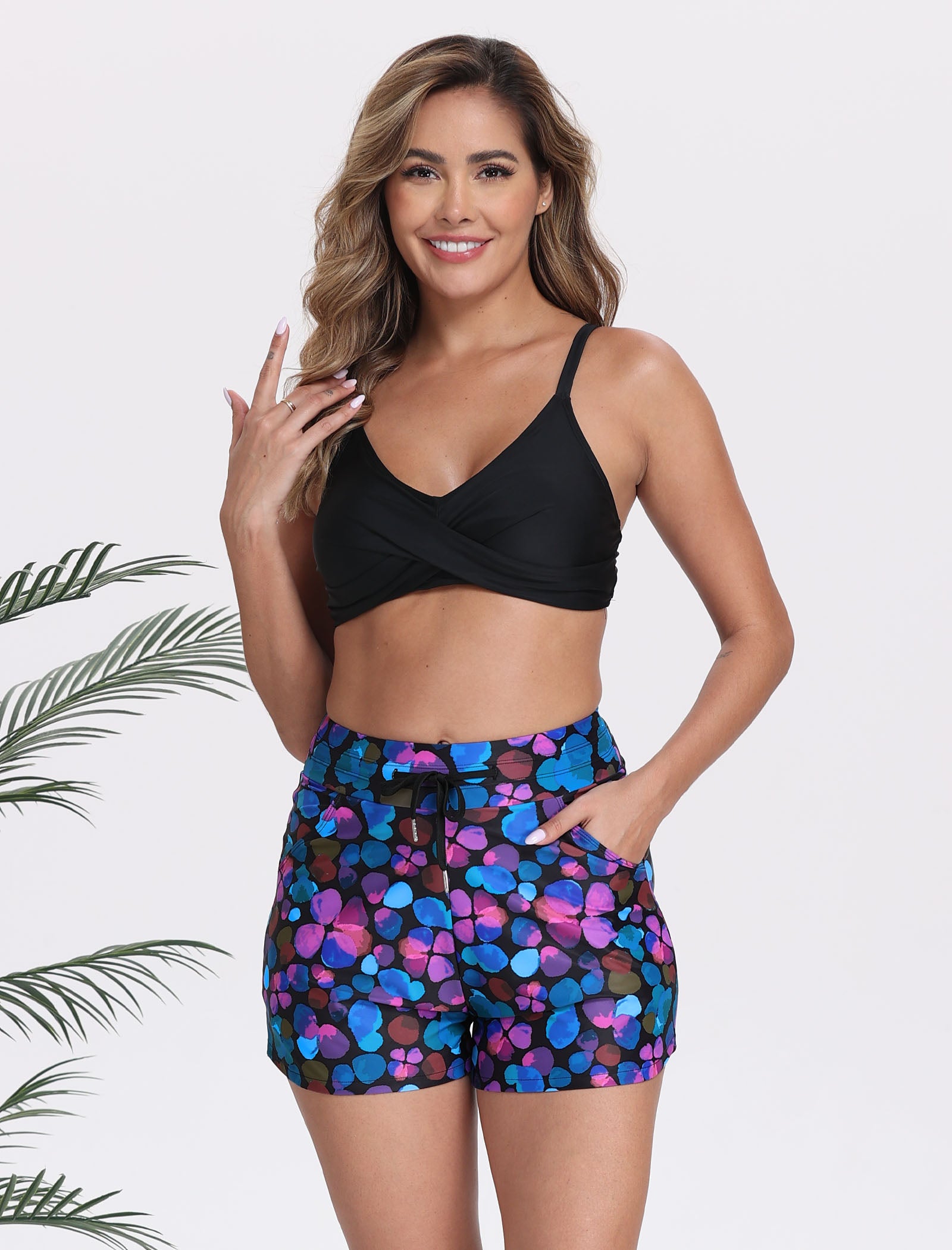 Beach Companion Tie String Swim Board Shorts with Liner and Side Pockets