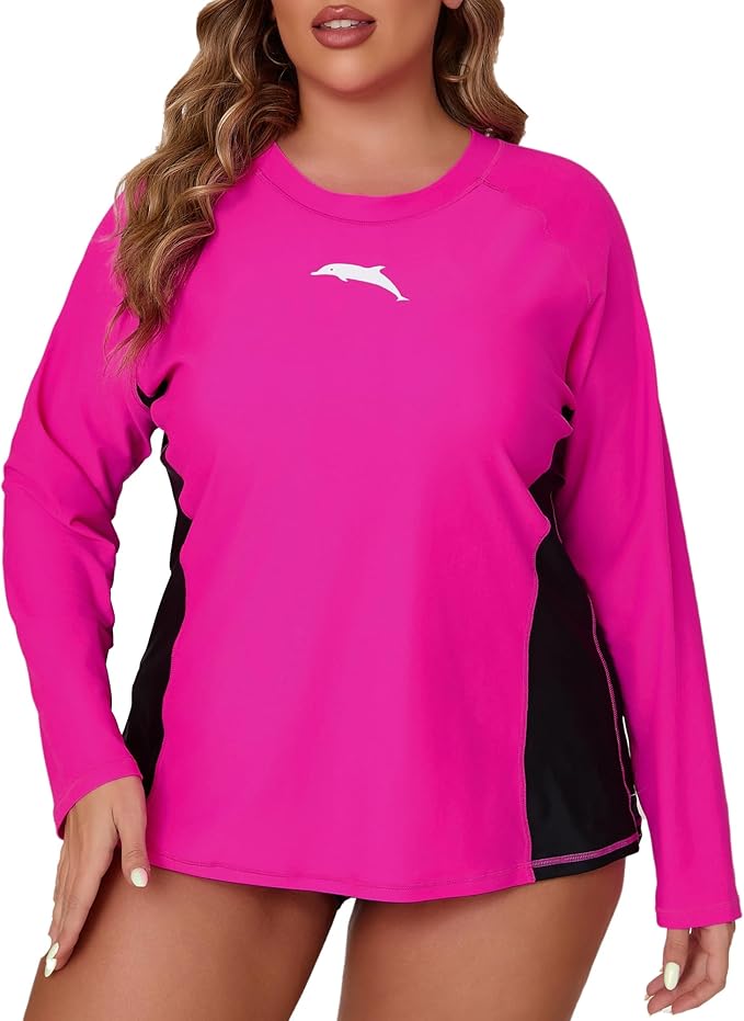 Halcurt Women Plus Size Rash Guard Swimwear
