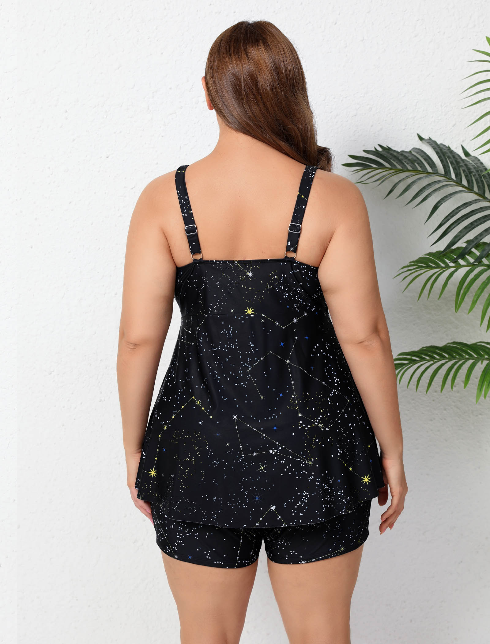 Ocean Ready Plus Size Twist Front Two Piece Tankini Sets with 5" Inseam Boyshorts