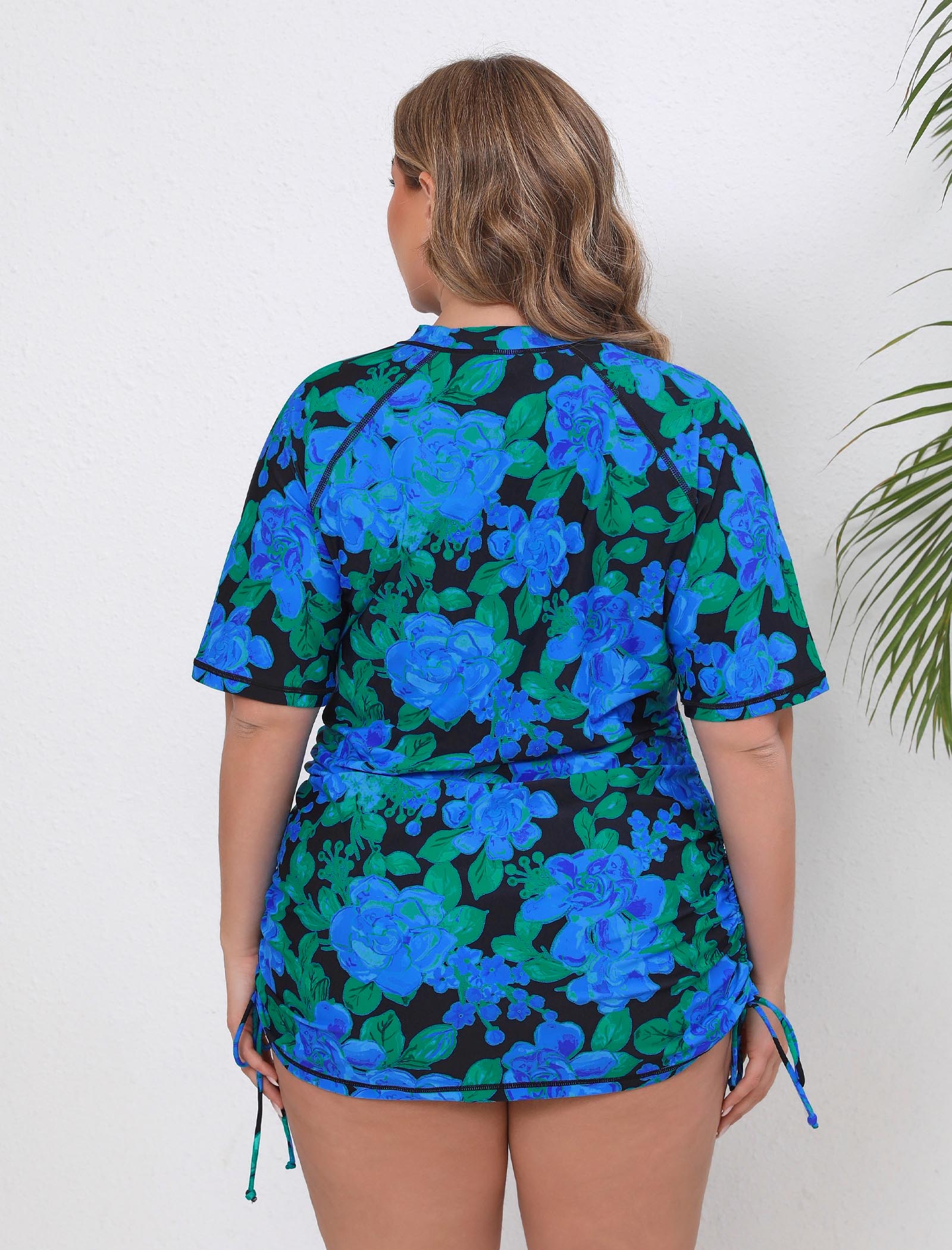 Blissful Shore Plus Size Adjustable Drawstring Rash Guard Shirts