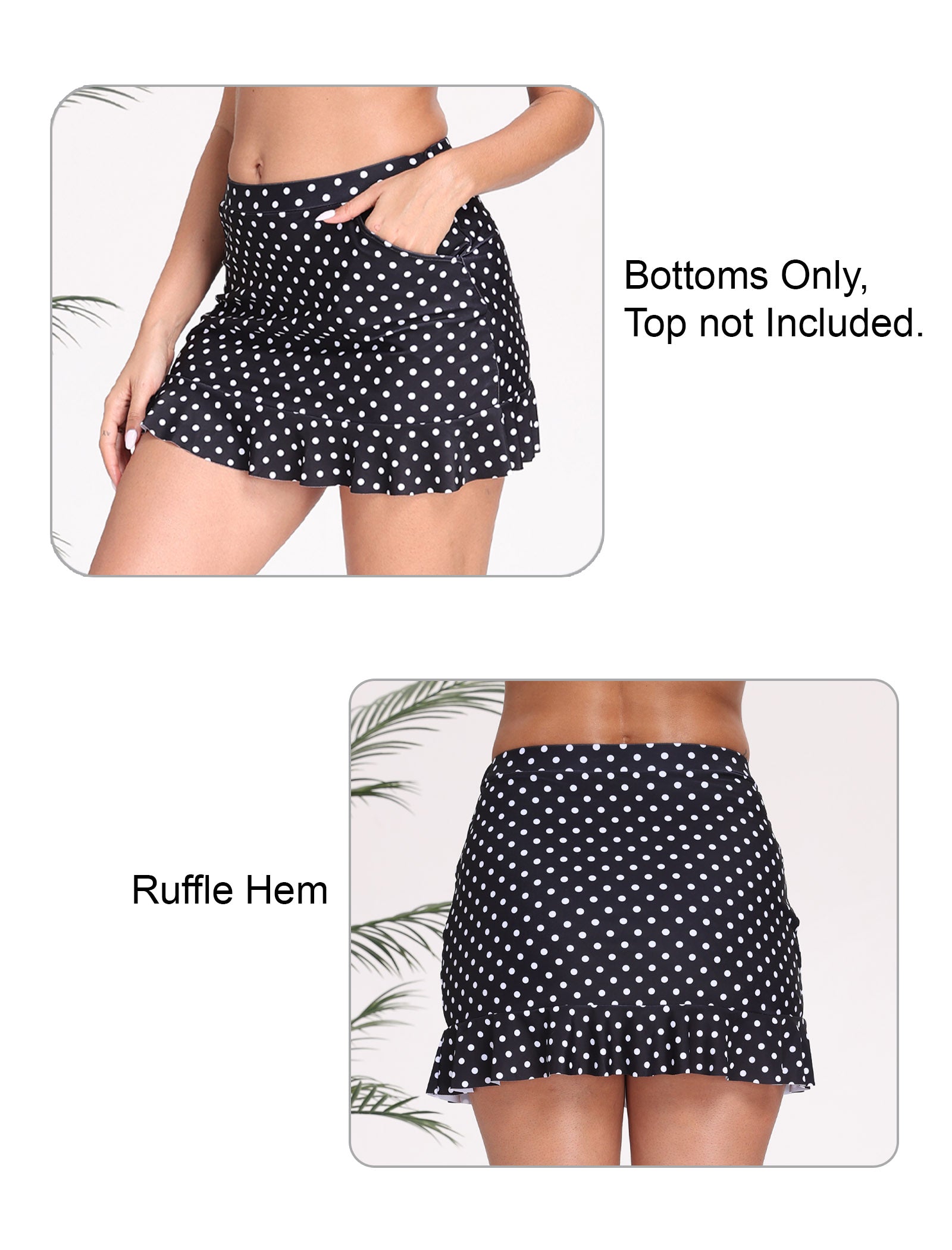 All-Day Magic Ruffle Swim Skirts Built in Briefs with Side Pockets