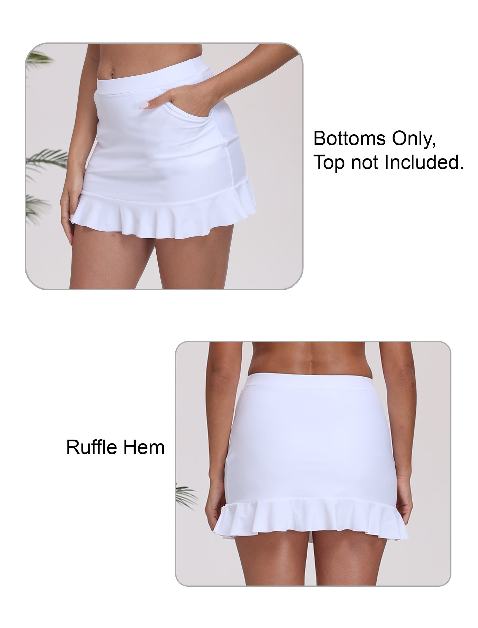 All-Day Magic Ruffle Swim Skirts Built in Briefs with Side Pockets
