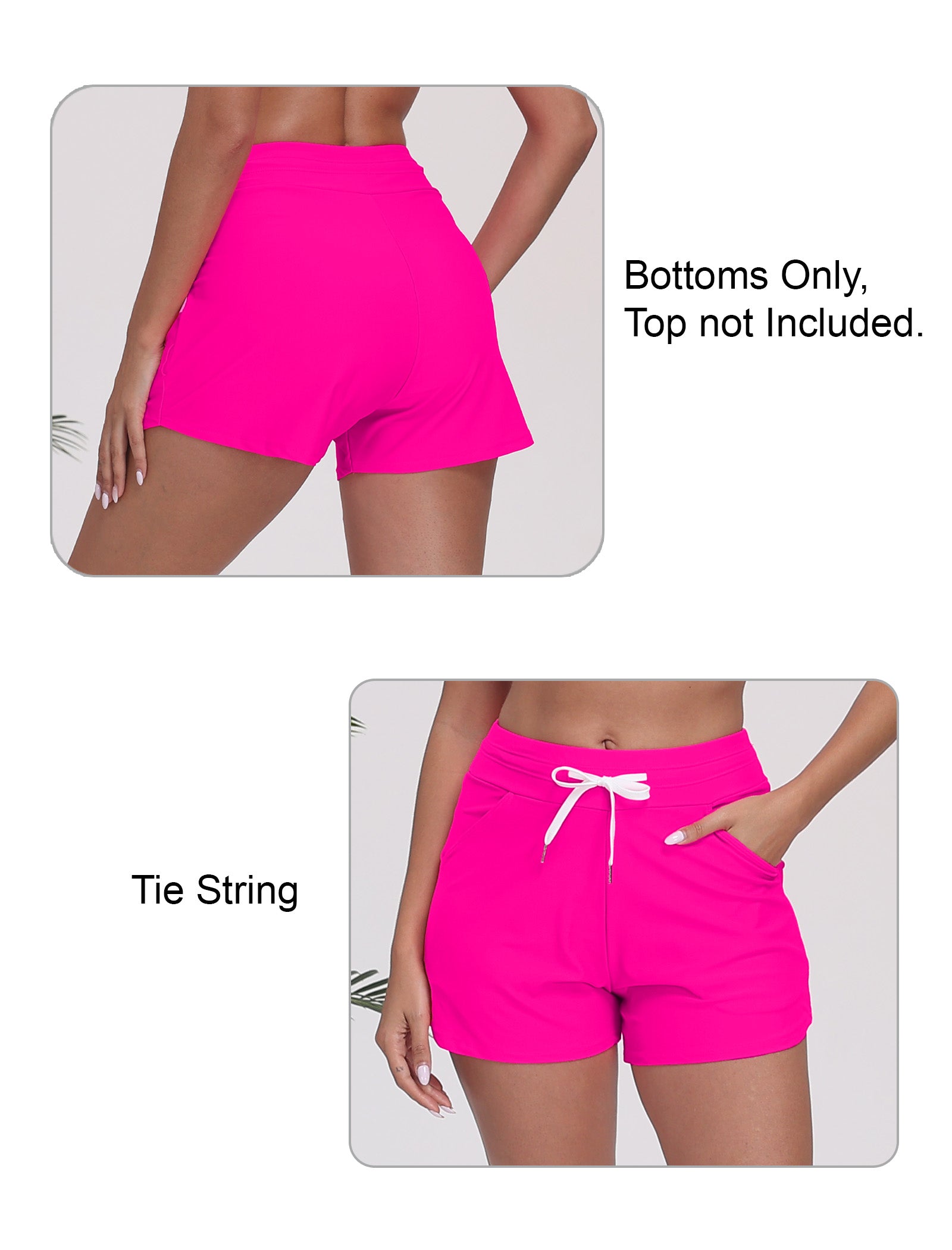 Beach Companion Tie String Swim Board Shorts with Liner and Side Pockets