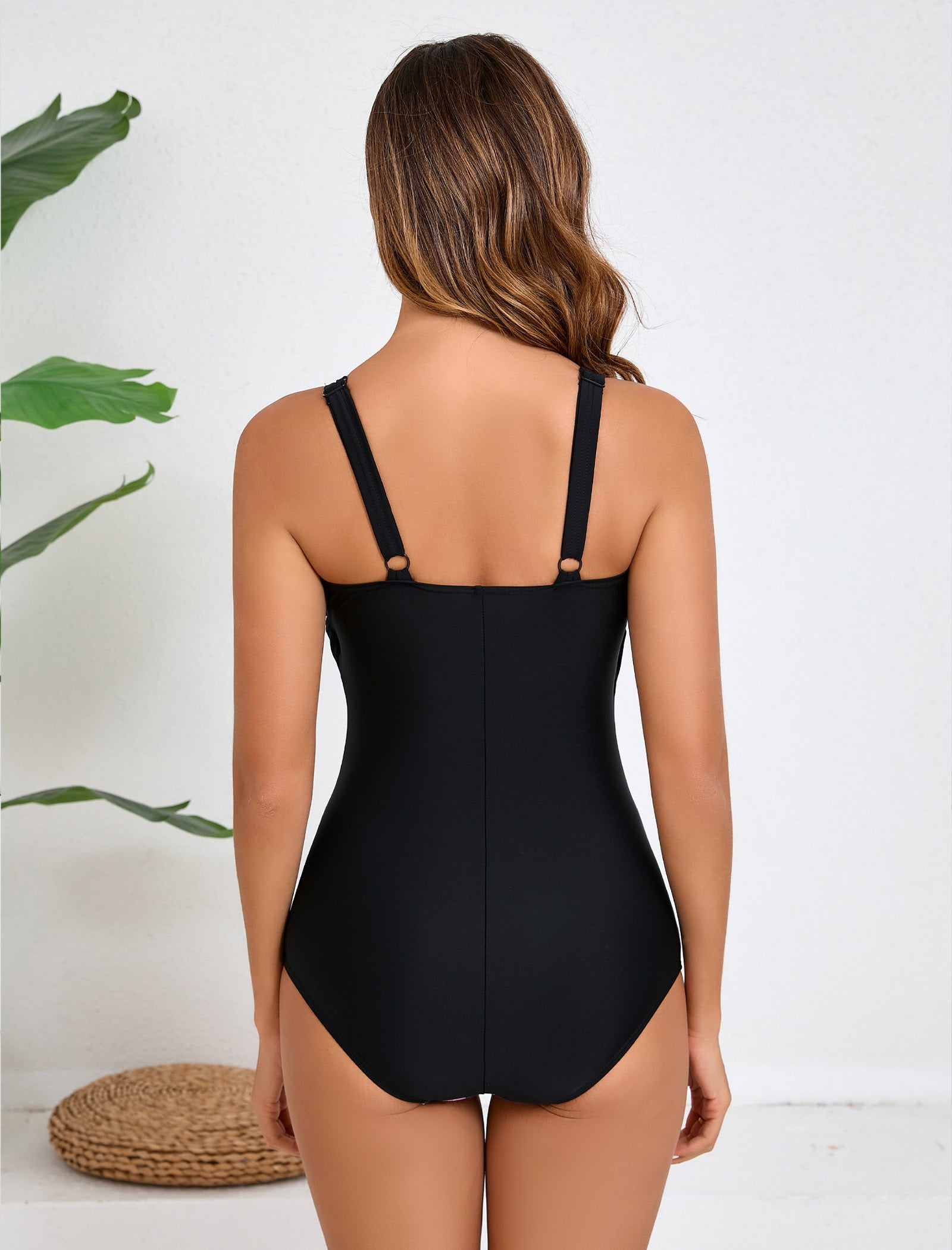 Unleash Grace Modest V Neck Long Torso One Piece Swimsuit