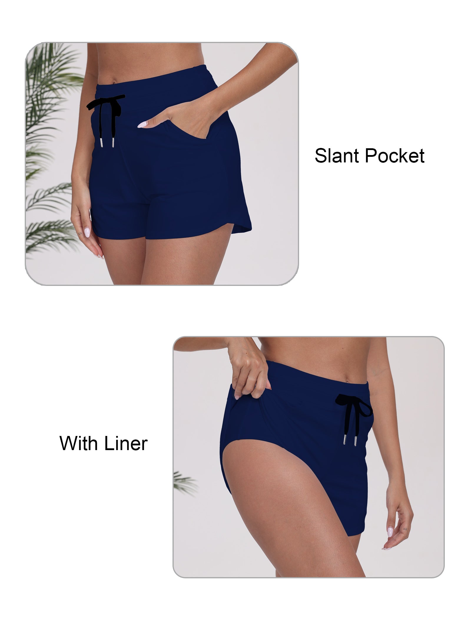 Beach Companion Tie String Swim Board Shorts with Liner and Side Pockets