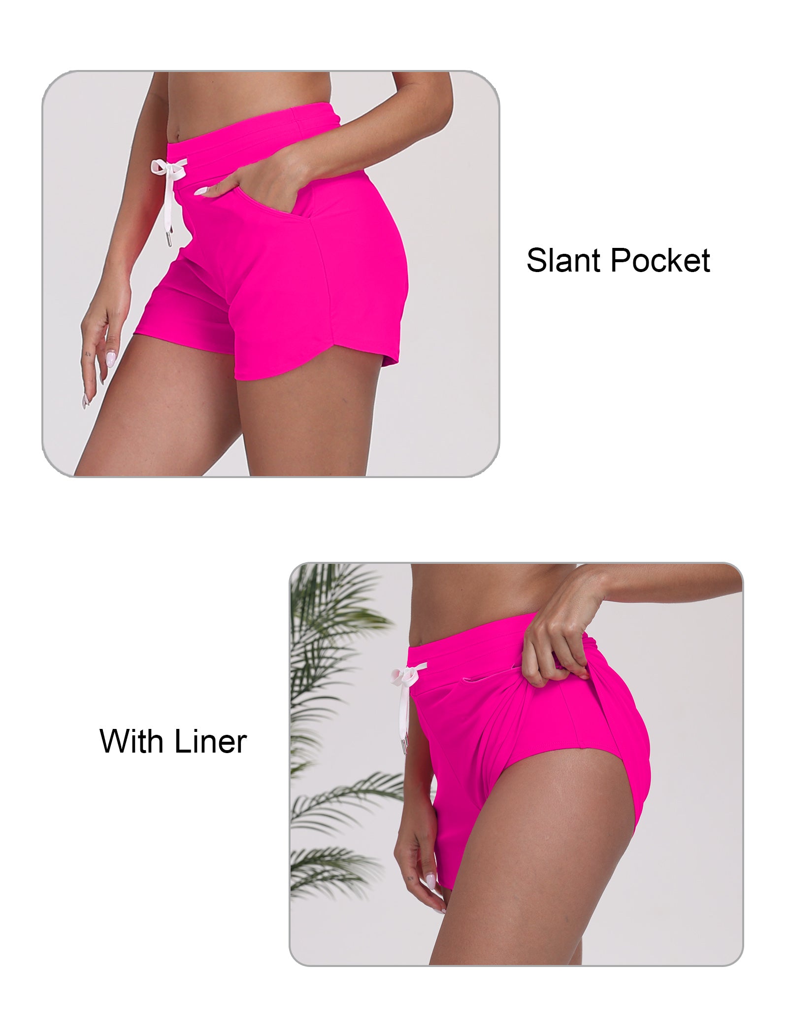 Beach Companion Tie String Swim Board Shorts with Liner and Side Pockets