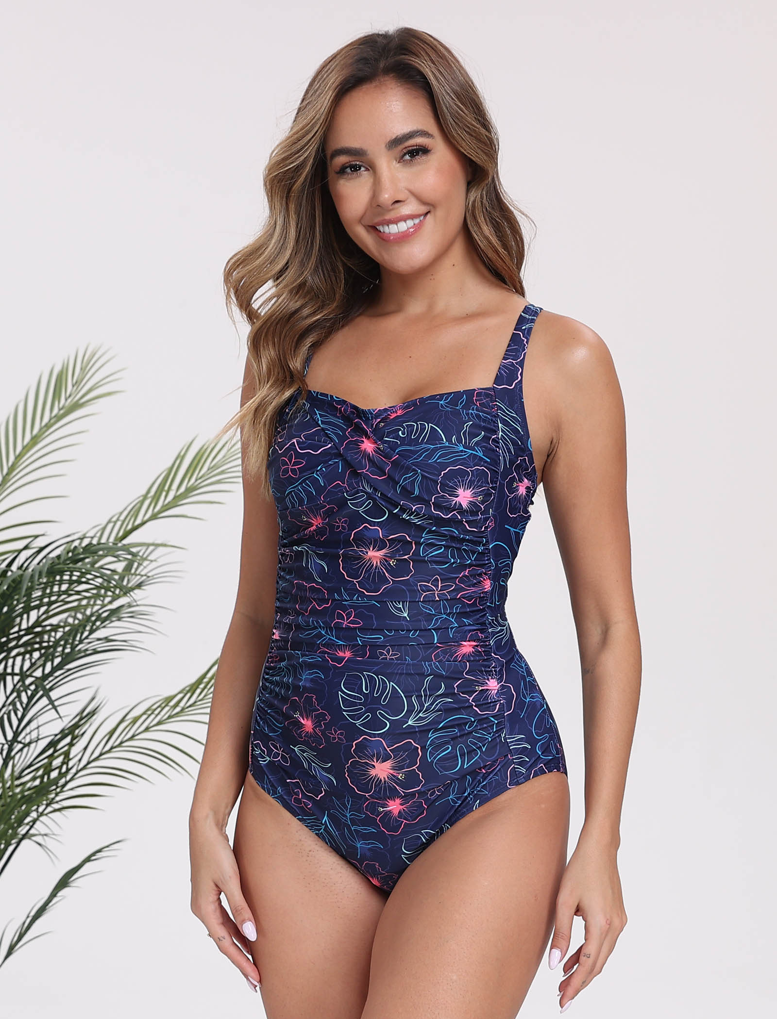 Vintage Twist Front Push Up One Piece Swimsuit