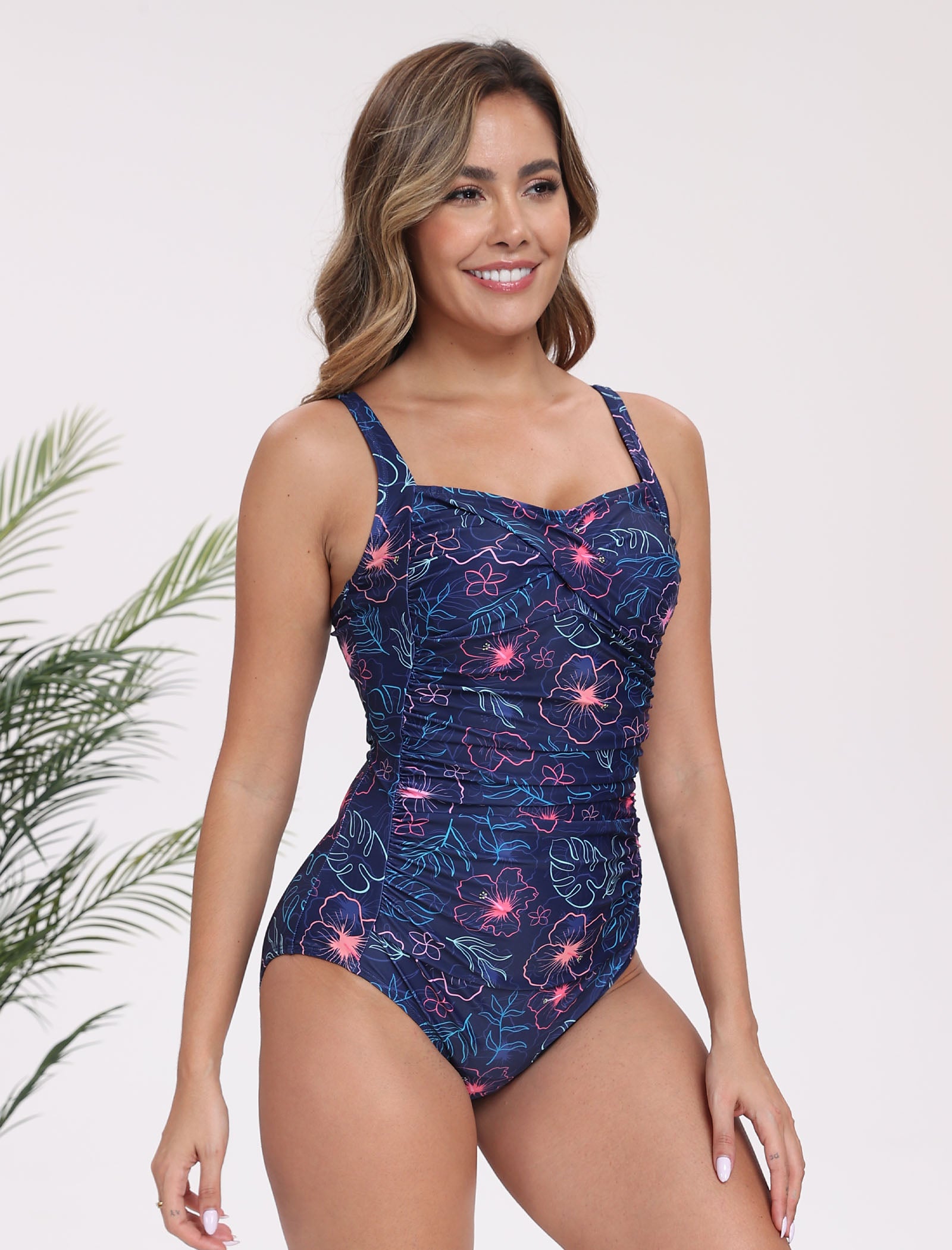 Vintage Twist Front Push Up One Piece Swimsuit