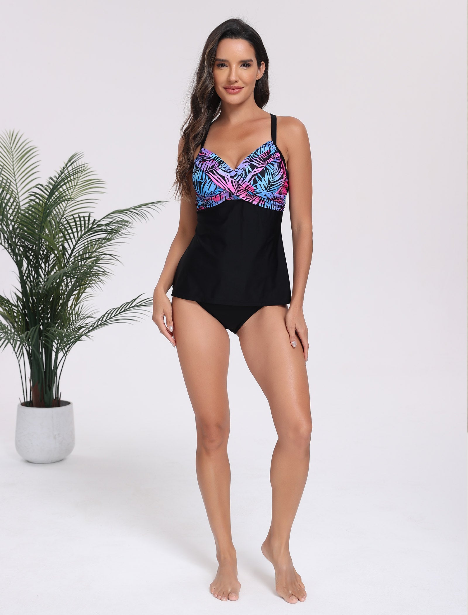 Effortless Edge Twist Front Push Up Tankini Swim Top Only