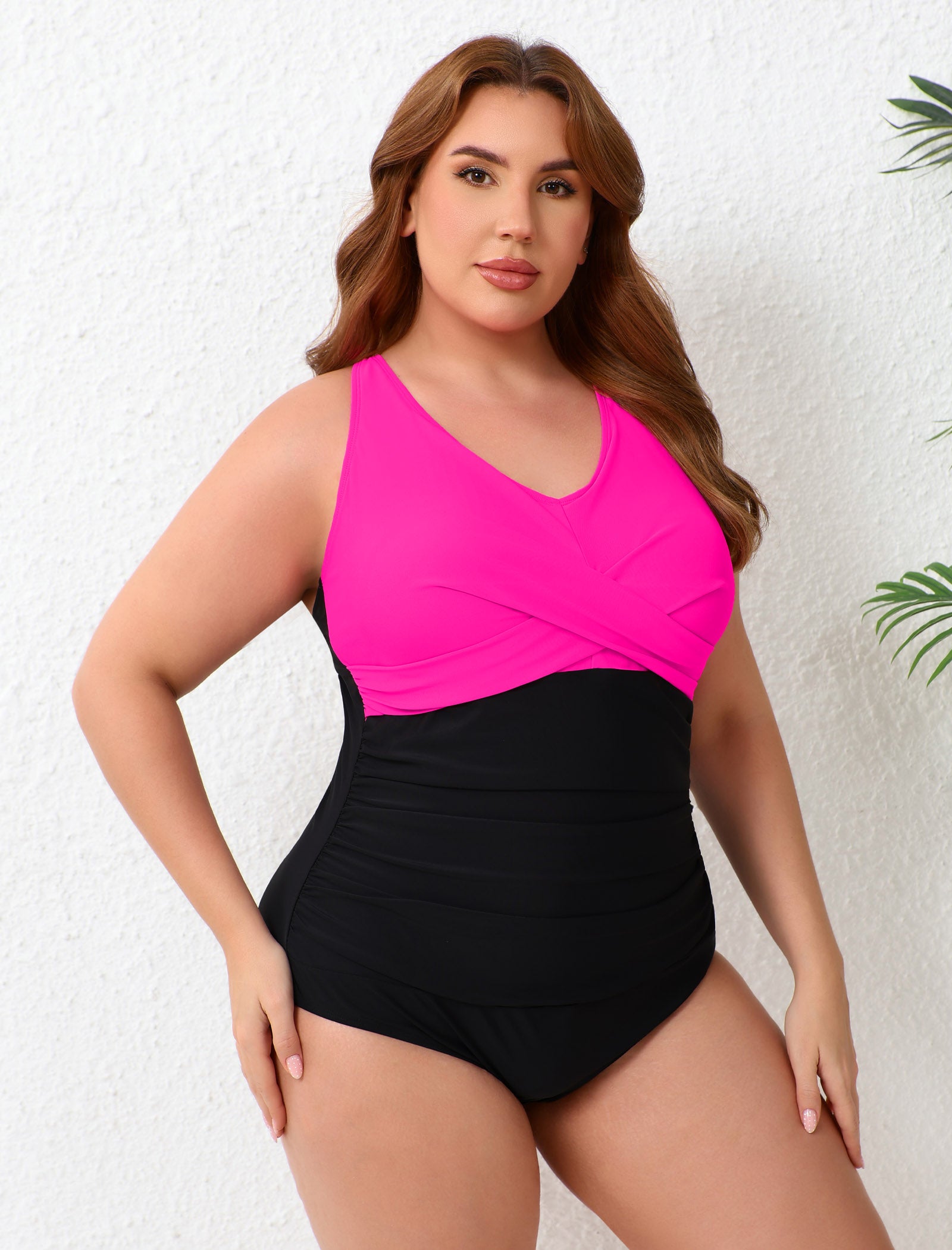 Retro Twist Front Plus Size One Piece Swimsuit