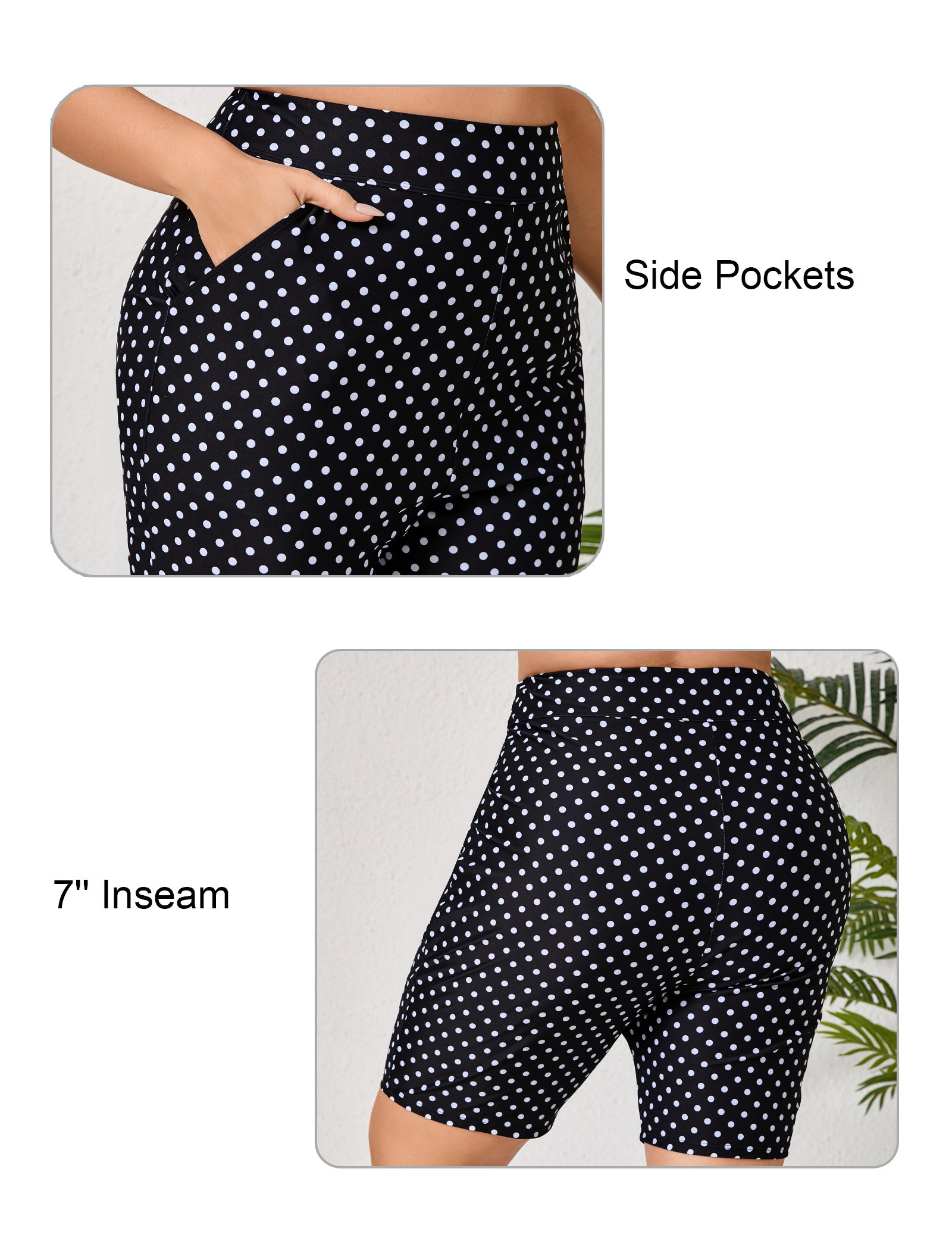 Island Glow Plus Size High Waisted Swim Board Short with Pockets