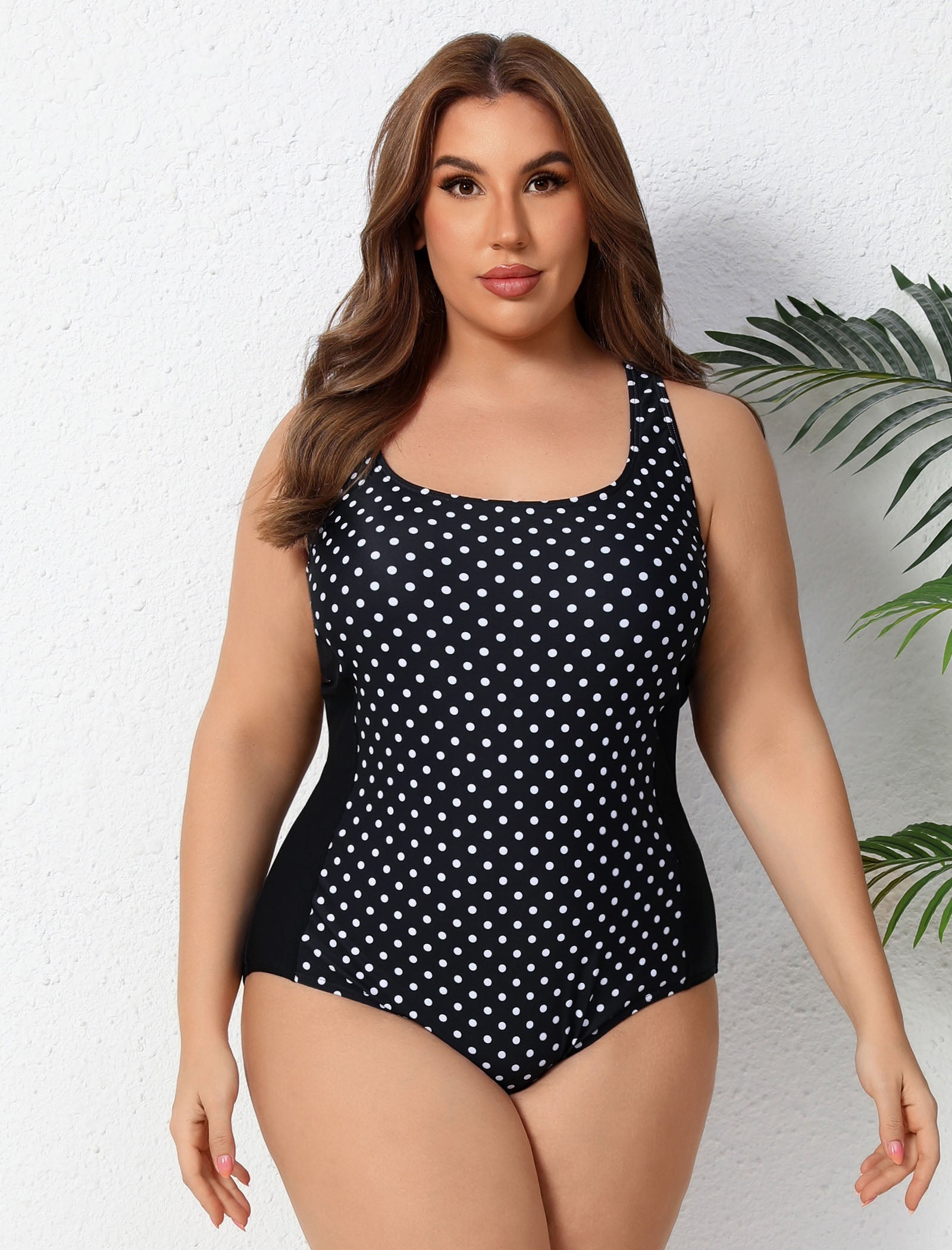 Training Essential Racerback Plus Size Athletic One Piece Swimsuit with Adjustable Strap