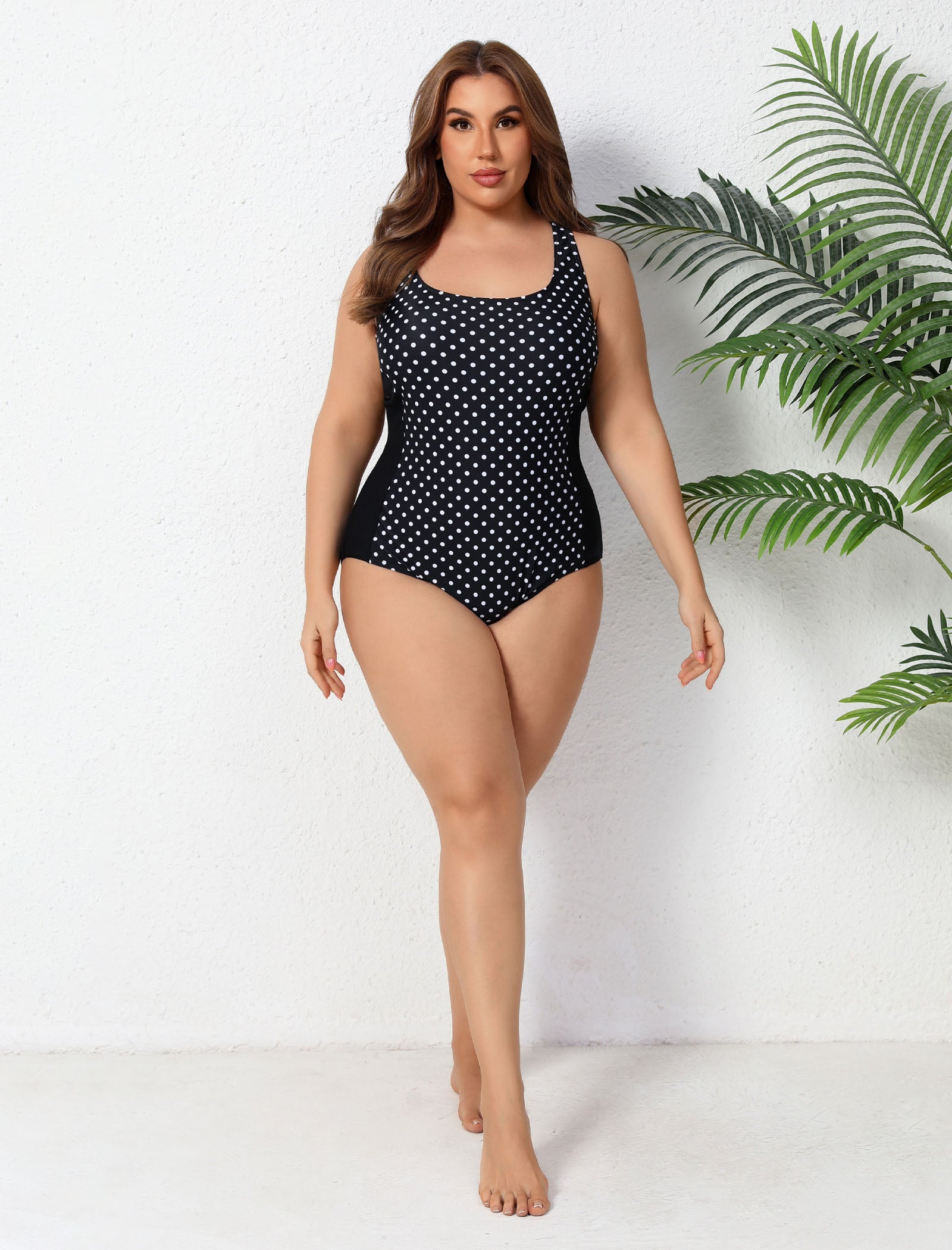 Training Essential Racerback Plus Size Athletic One Piece Swimsuit with Adjustable Strap
