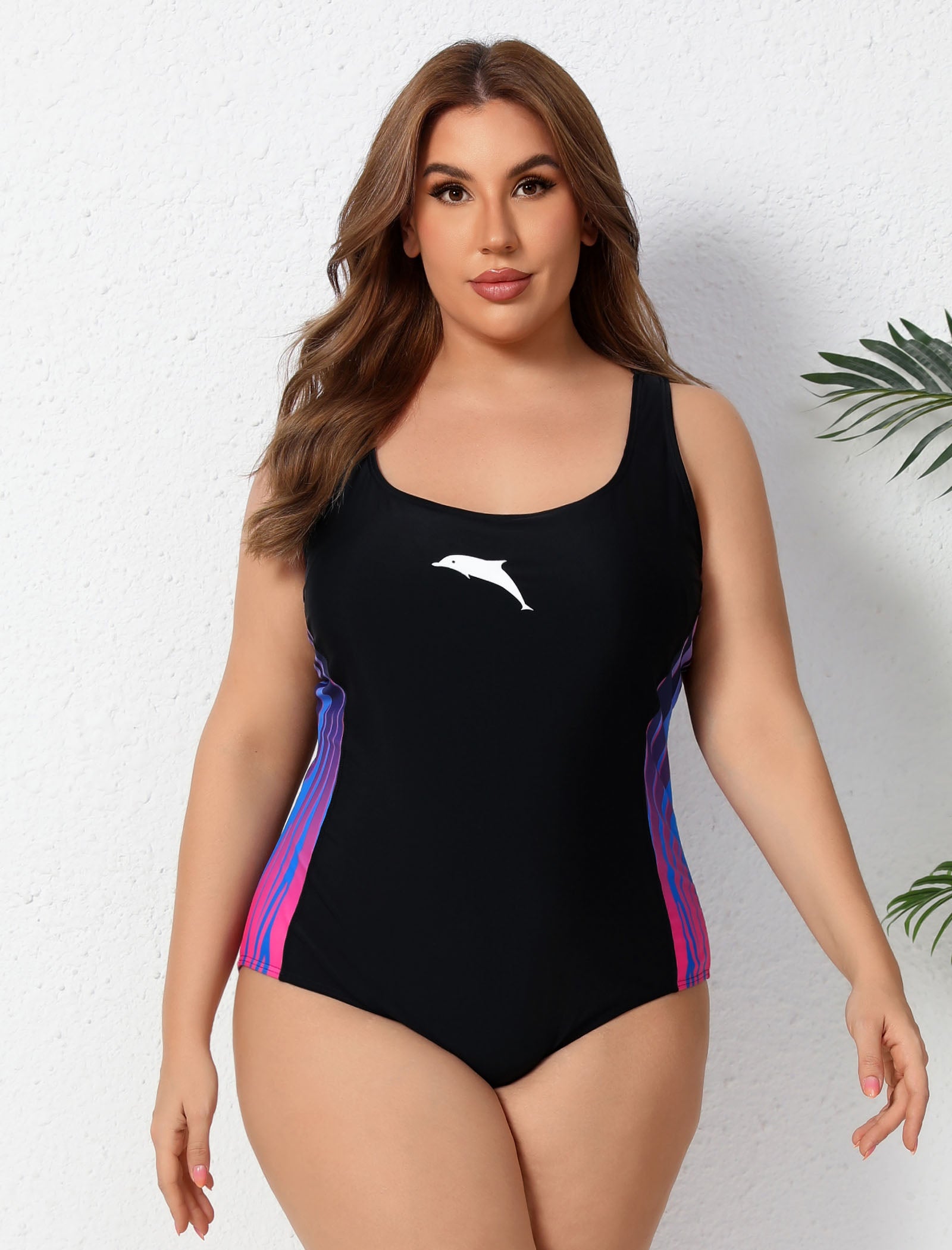 Training Essential Racerback Plus Size Athletic One Piece Swimsuit with Adjustable Strap