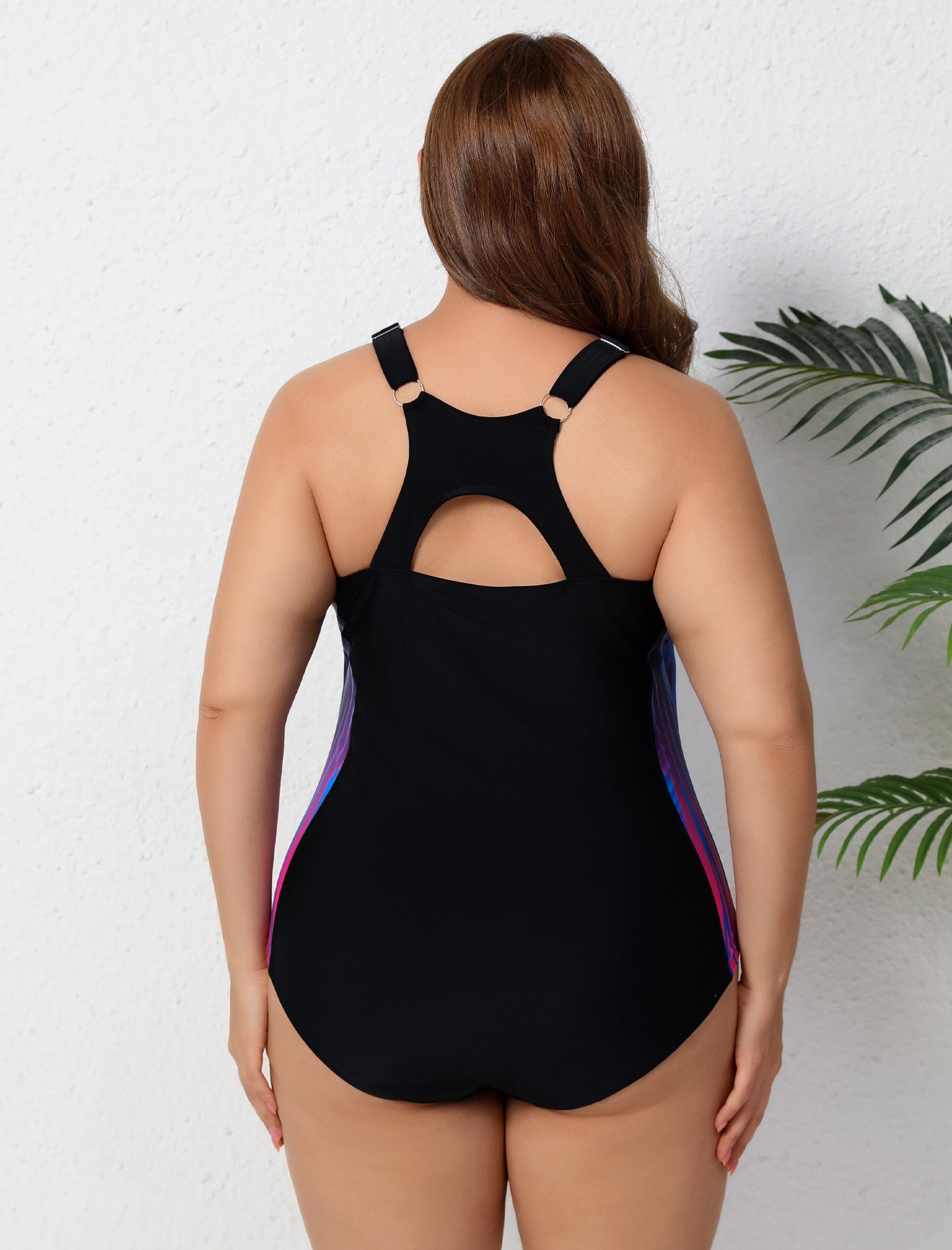 Training Essential Racerback Plus Size Athletic One Piece Swimsuit with Adjustable Strap