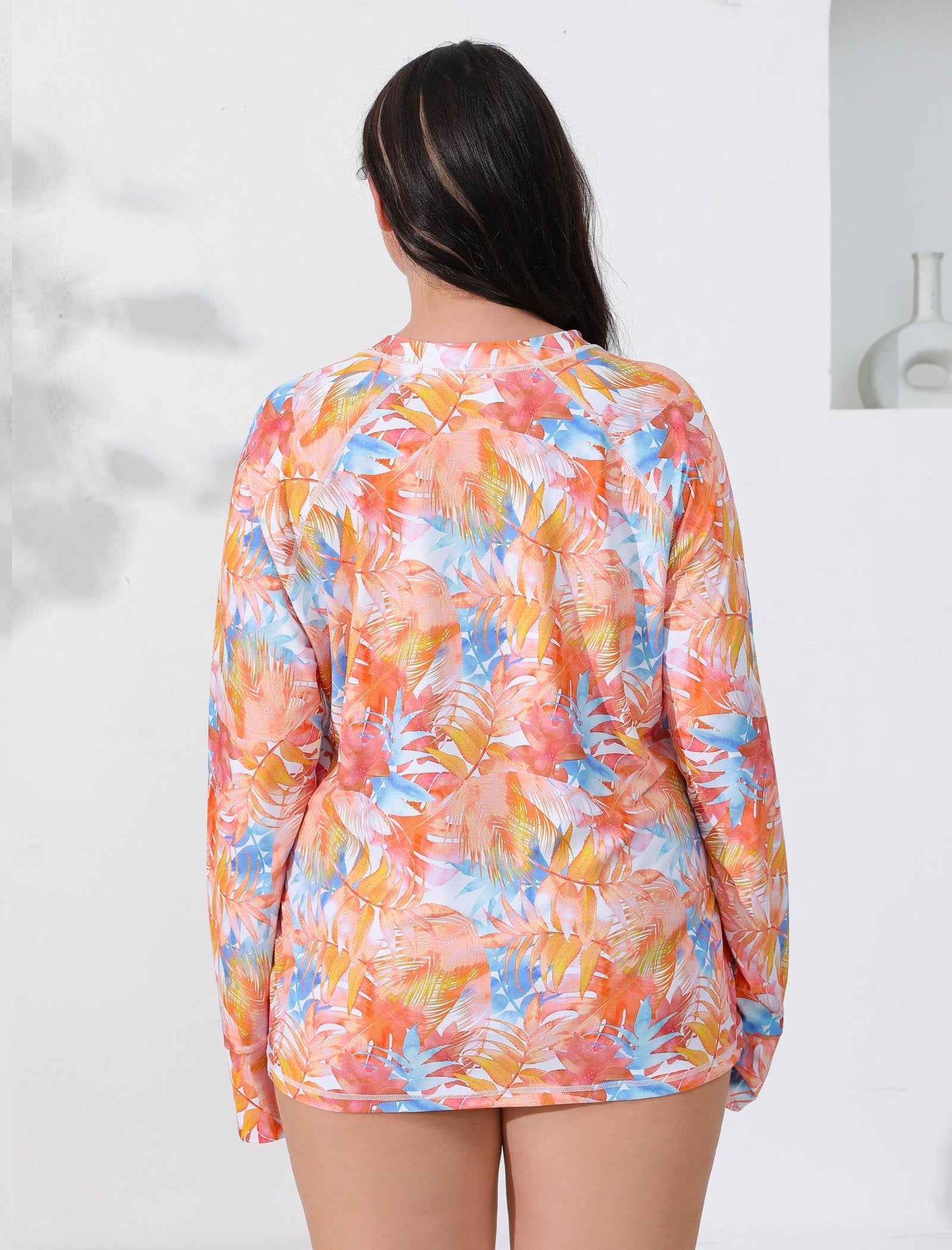 Halcurt Women Plus Size Rash Guard with Thumb Hole Swim Shirt