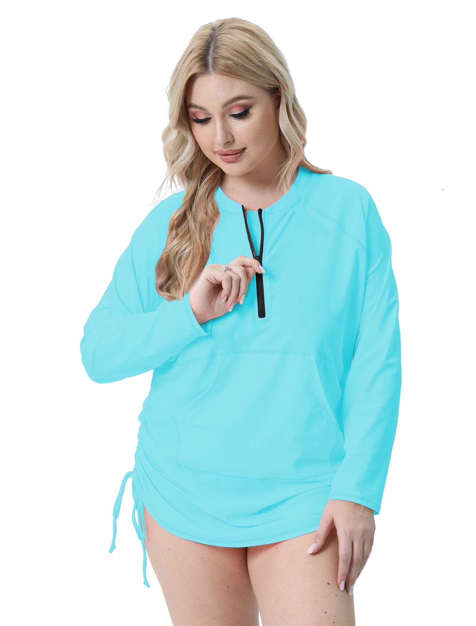 Halcurt Women Plus Size Long Sleeve Rash Guard Swimsuit Top