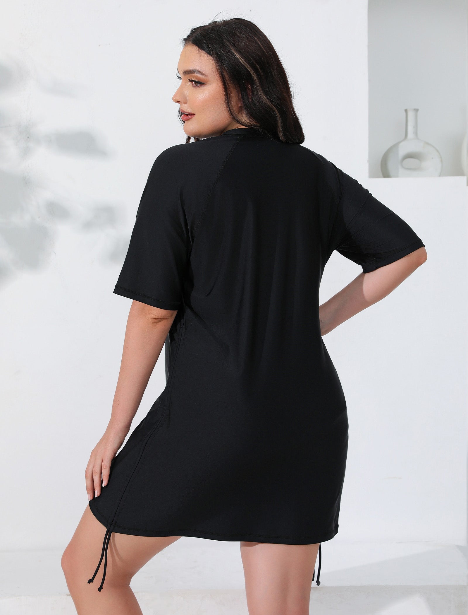 Halcurt Women Plus Size Swim Shirt Short Sleeve Top