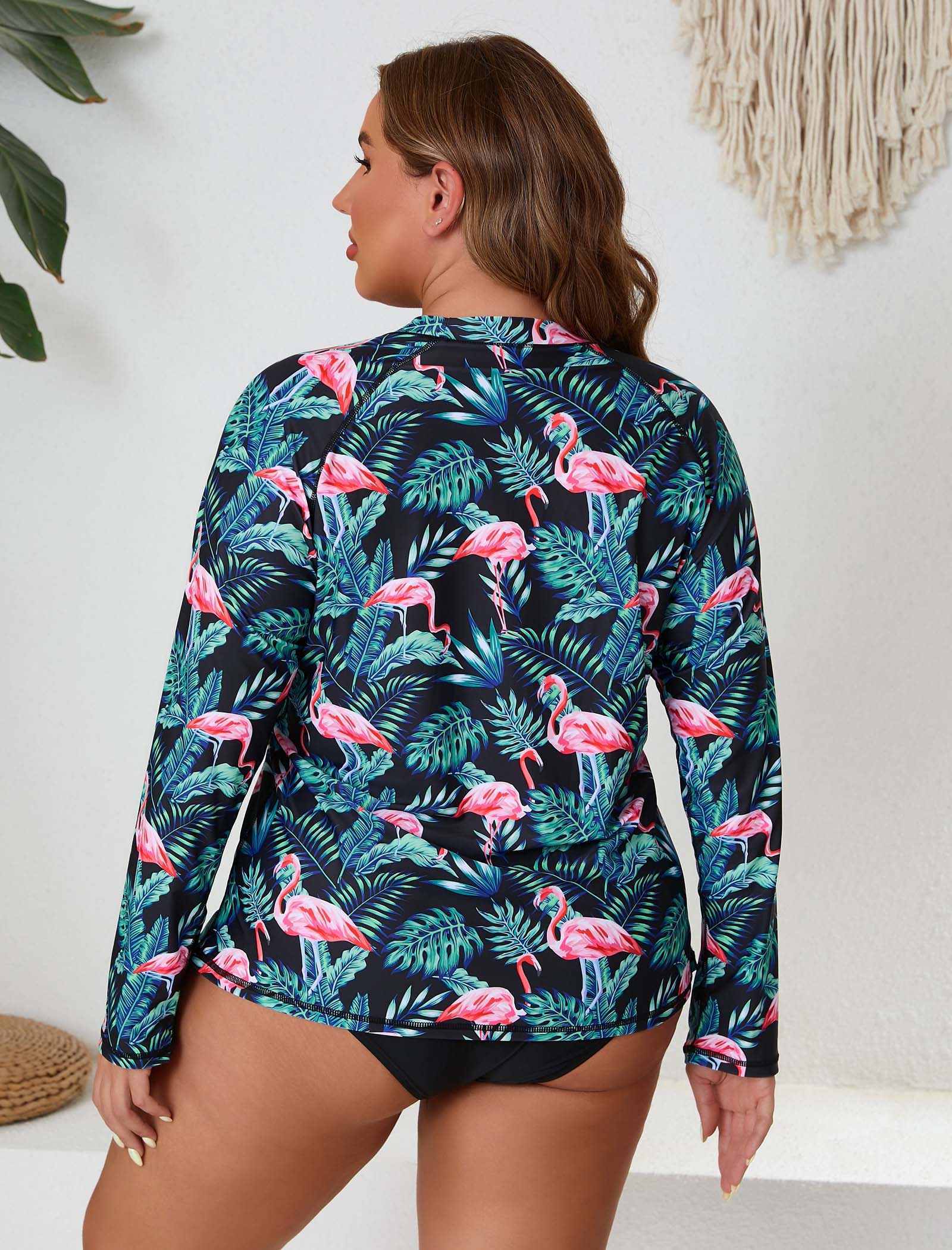 Halcurt Women Plus Size Long Sleeve Rash Guard Swimsuit Top