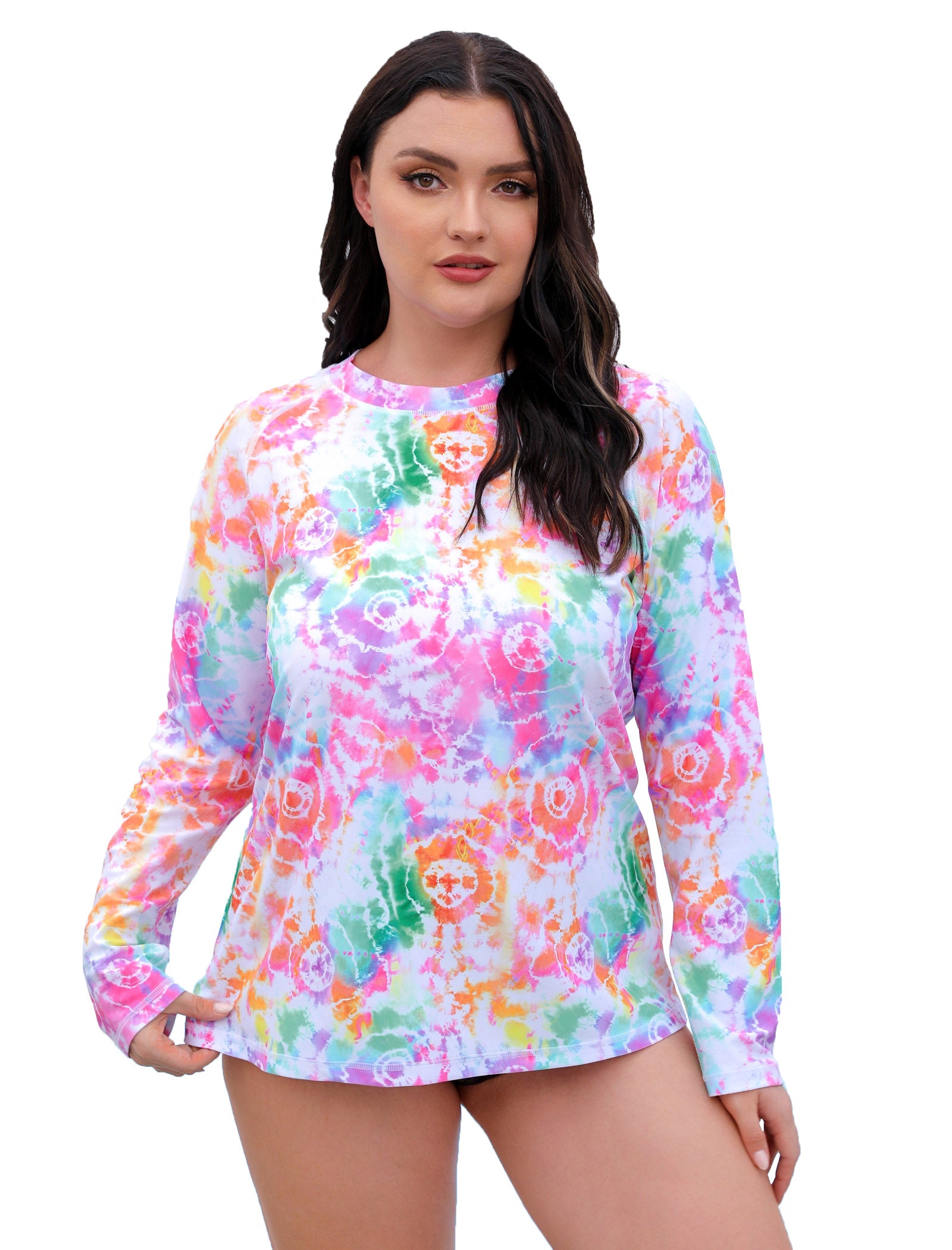 Halcurt Women Plus Size Long Sleeve Rash Guard Swimsuit Top