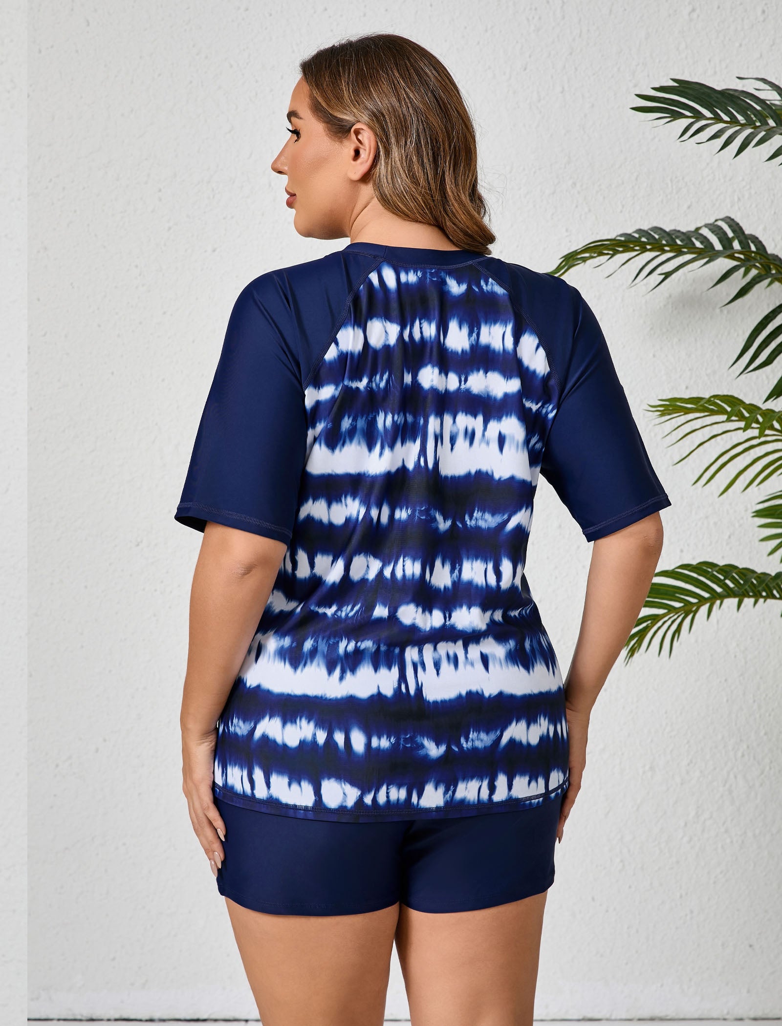 Comfort Meets Curve Plus Size Two Piece Rash Guard Sets with Shorts