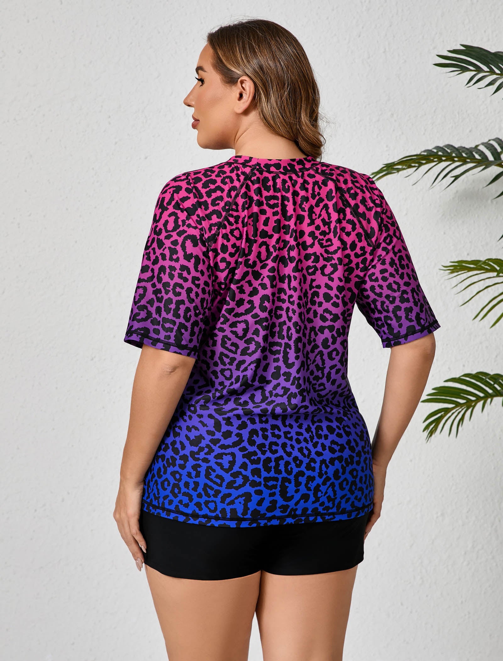 Comfort Meets Curve Plus Size Two Piece Rash Guard Sets with Shorts