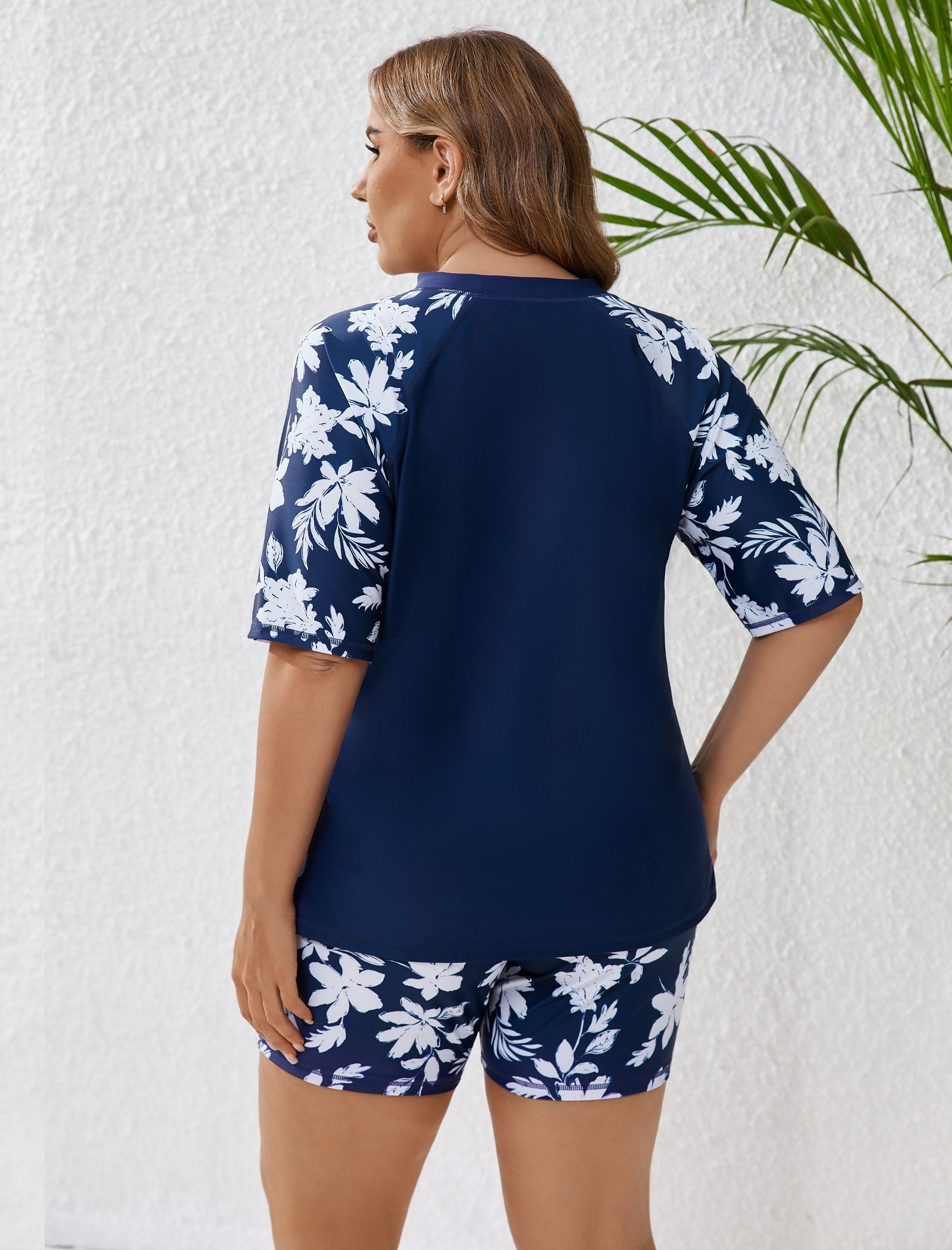 Comfort Meets Curve Plus Size Two Piece Rash Guard Sets with Shorts