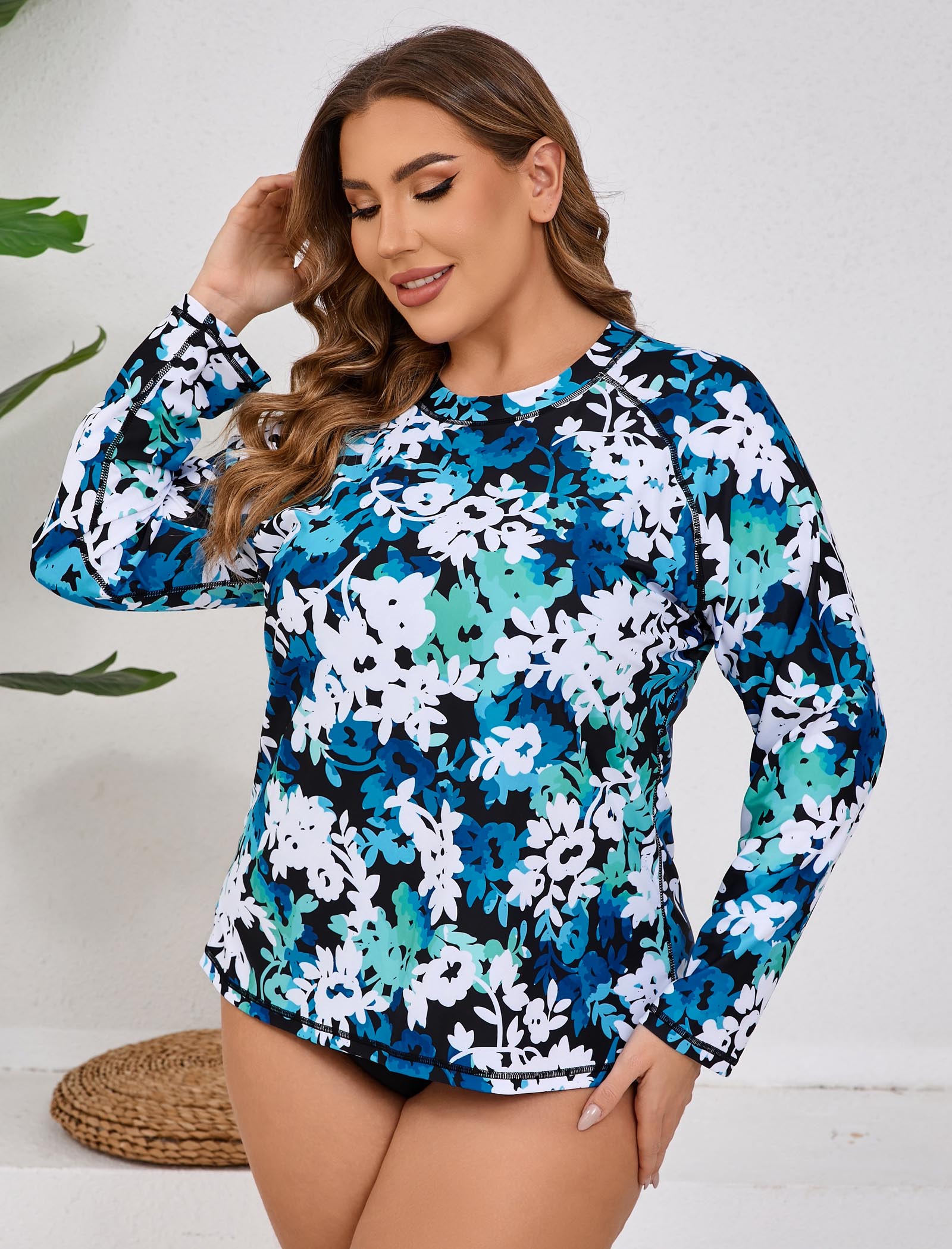 Halcurt Women Plus Size Rash Guard Swimwear