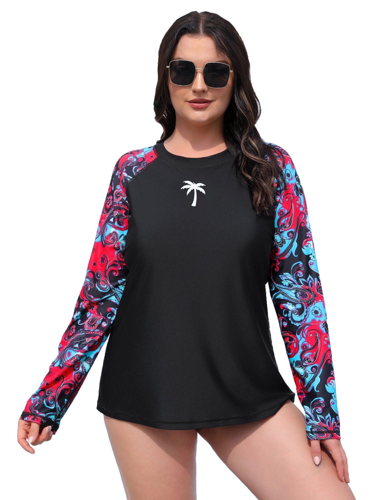 Halcurt Women Plus Size Rash Guard Swimwear