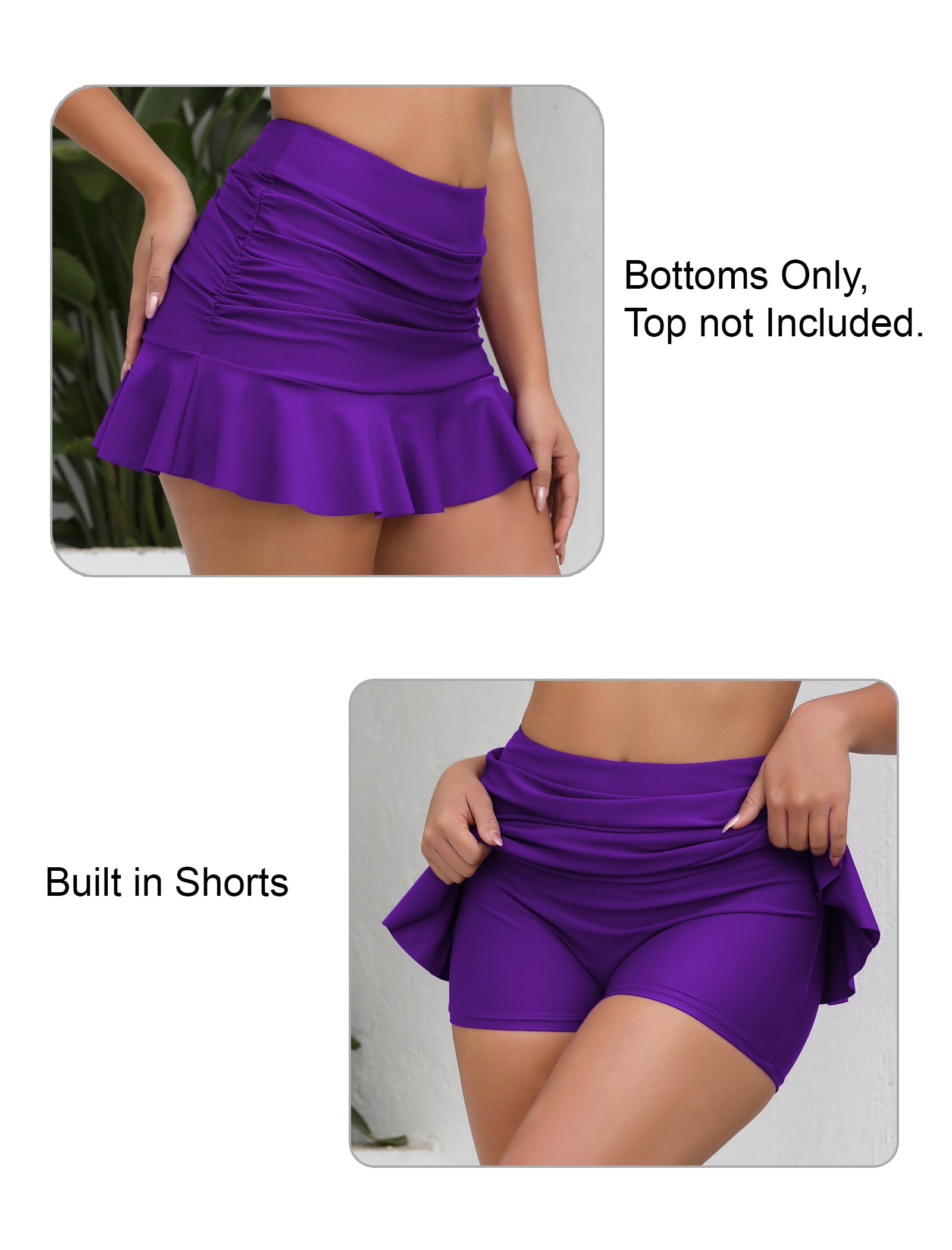 Dawn Coast High Waisted Ruffle Swim Skirts Built in Shorts