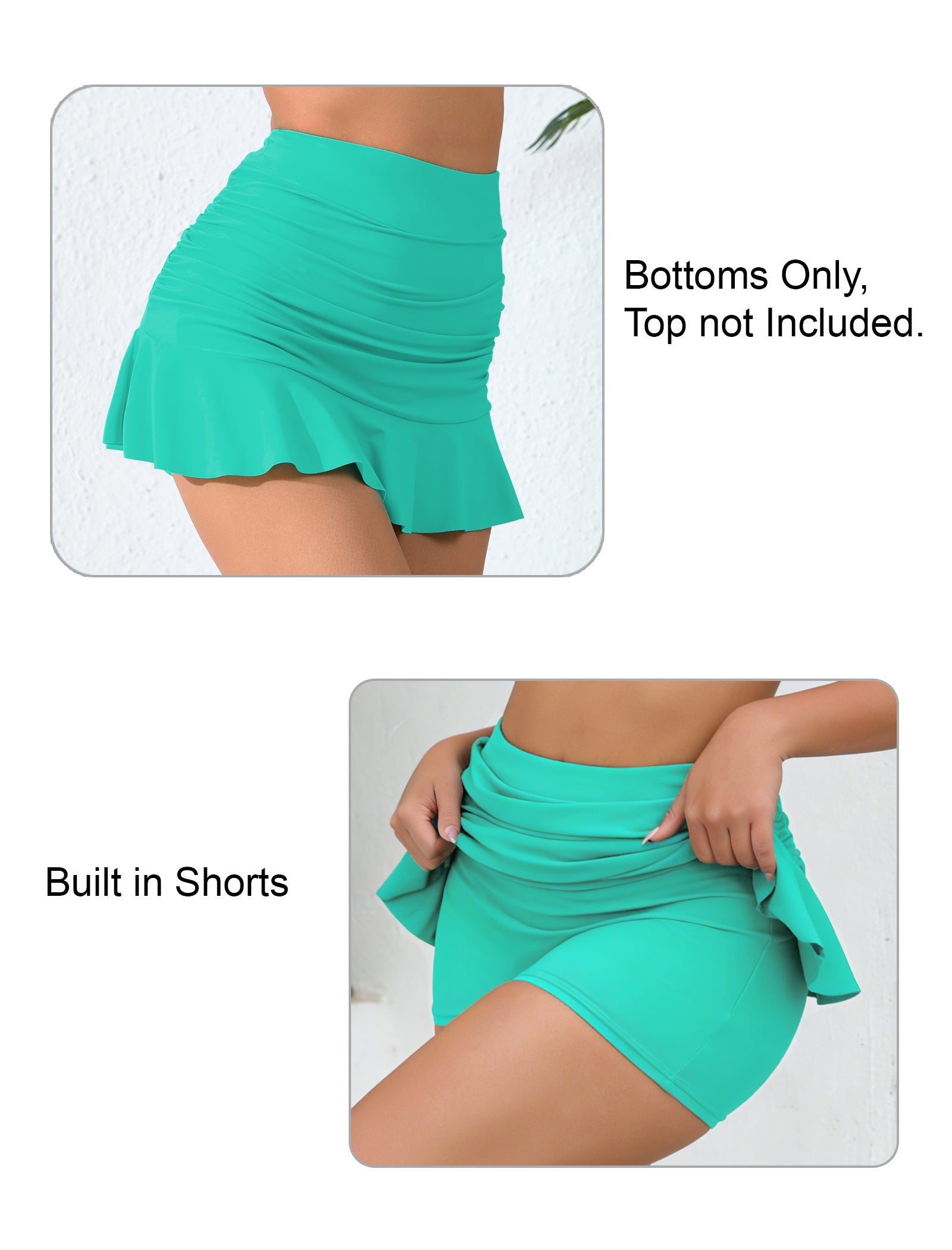 Dawn Coast High Waisted Ruffle Swim Skirts Built in Shorts