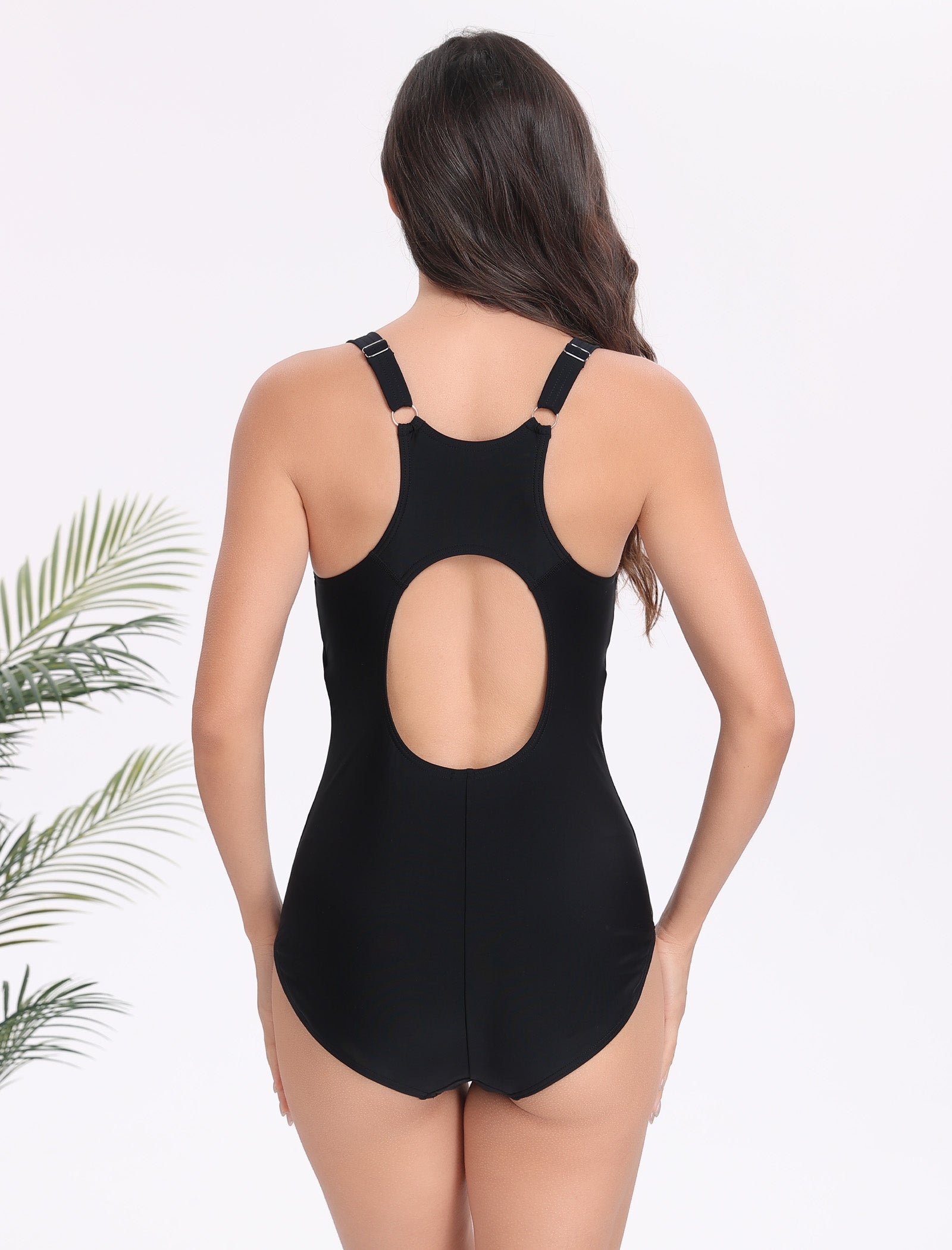 Move Freely Racerback Athletic One Piece Swimsuit with Adjustable Strap
