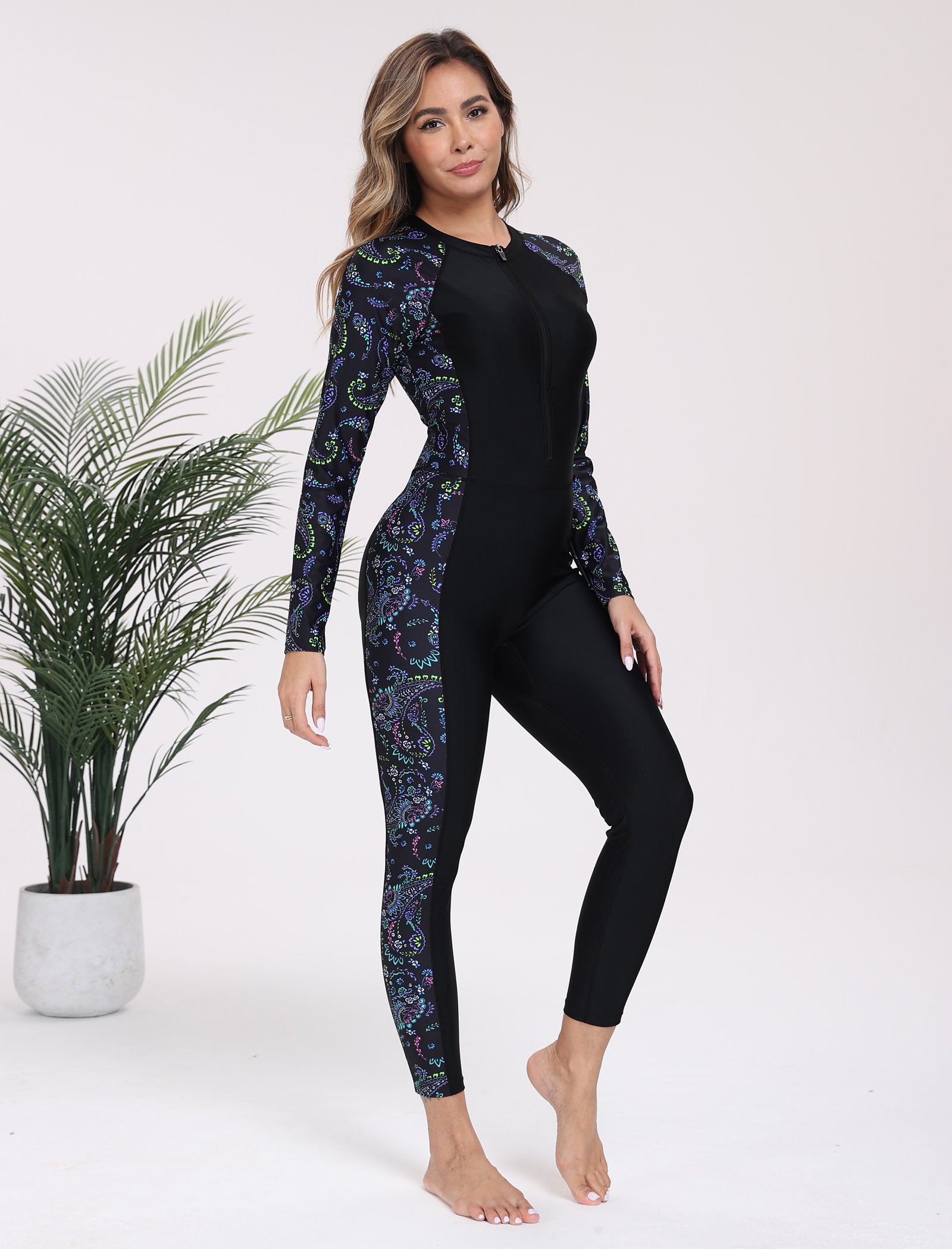 Adventure Base Layer Full Body One Piece Rash Guard with Built in Bra