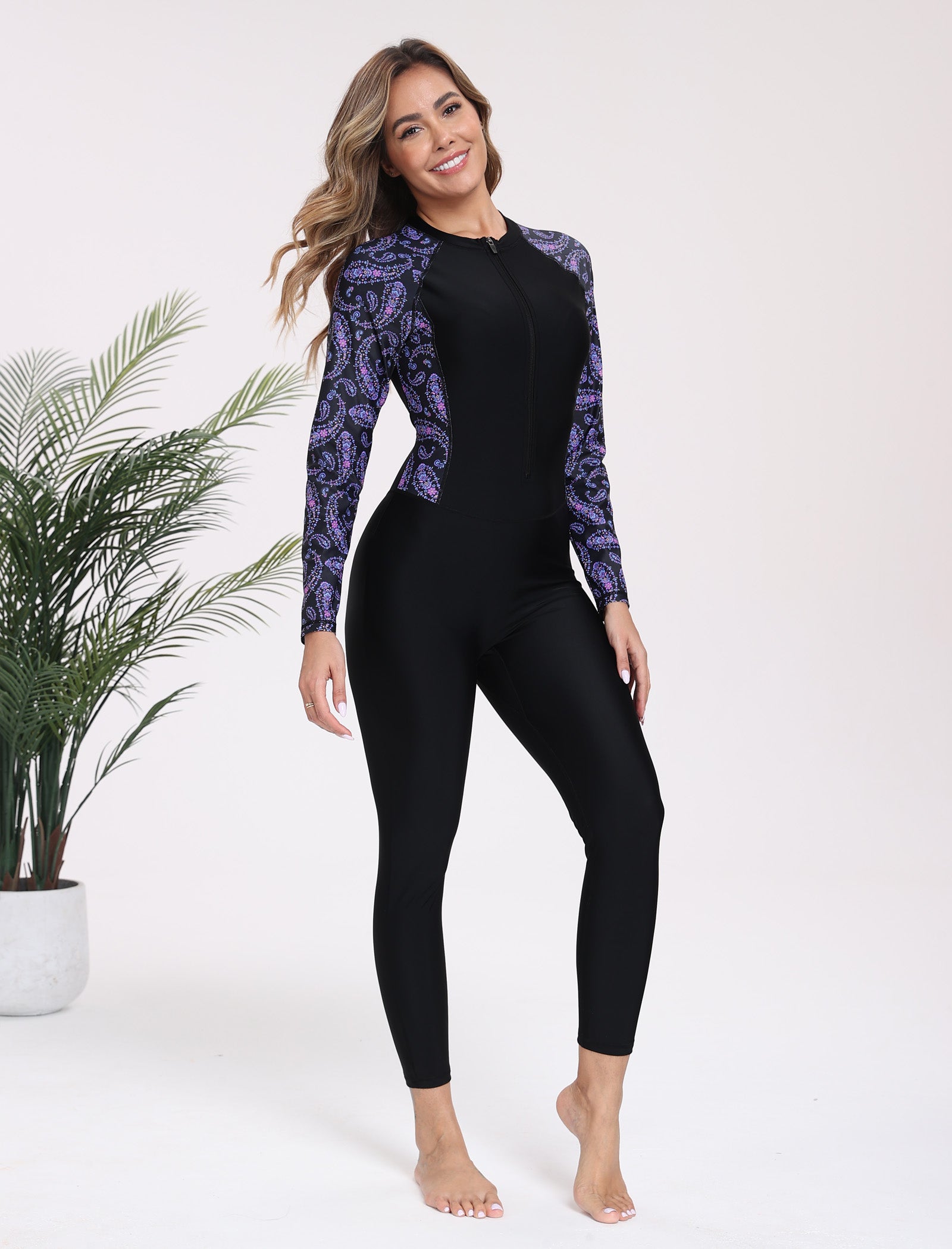 Adventure Base Layer Full Body One Piece Rash Guard with Built in Bra