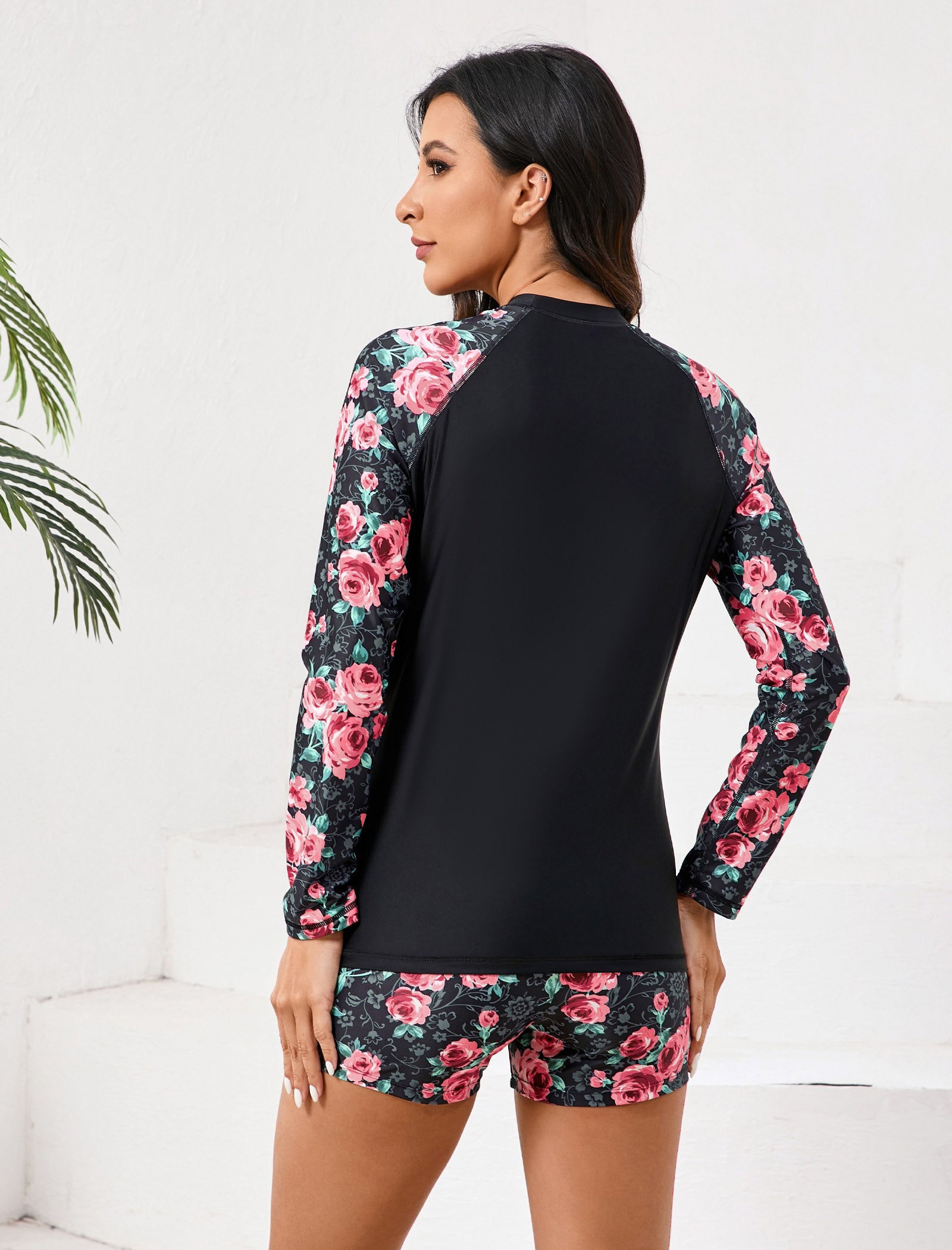 Long Days in the Sun Two Piece Rash Guard Sets with Built in Bra