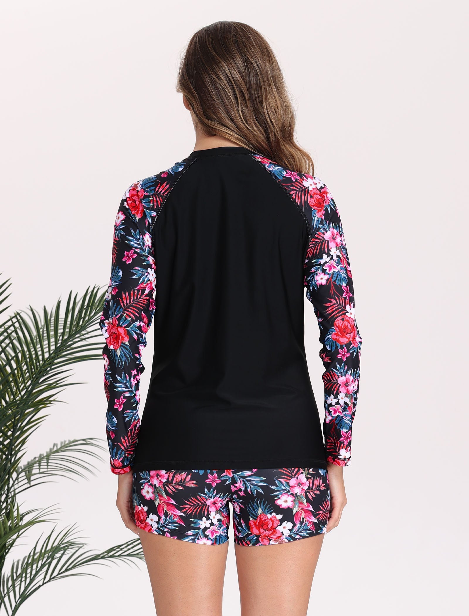 Long Days in the Sun Two Piece Rash Guard Sets with Built in Bra