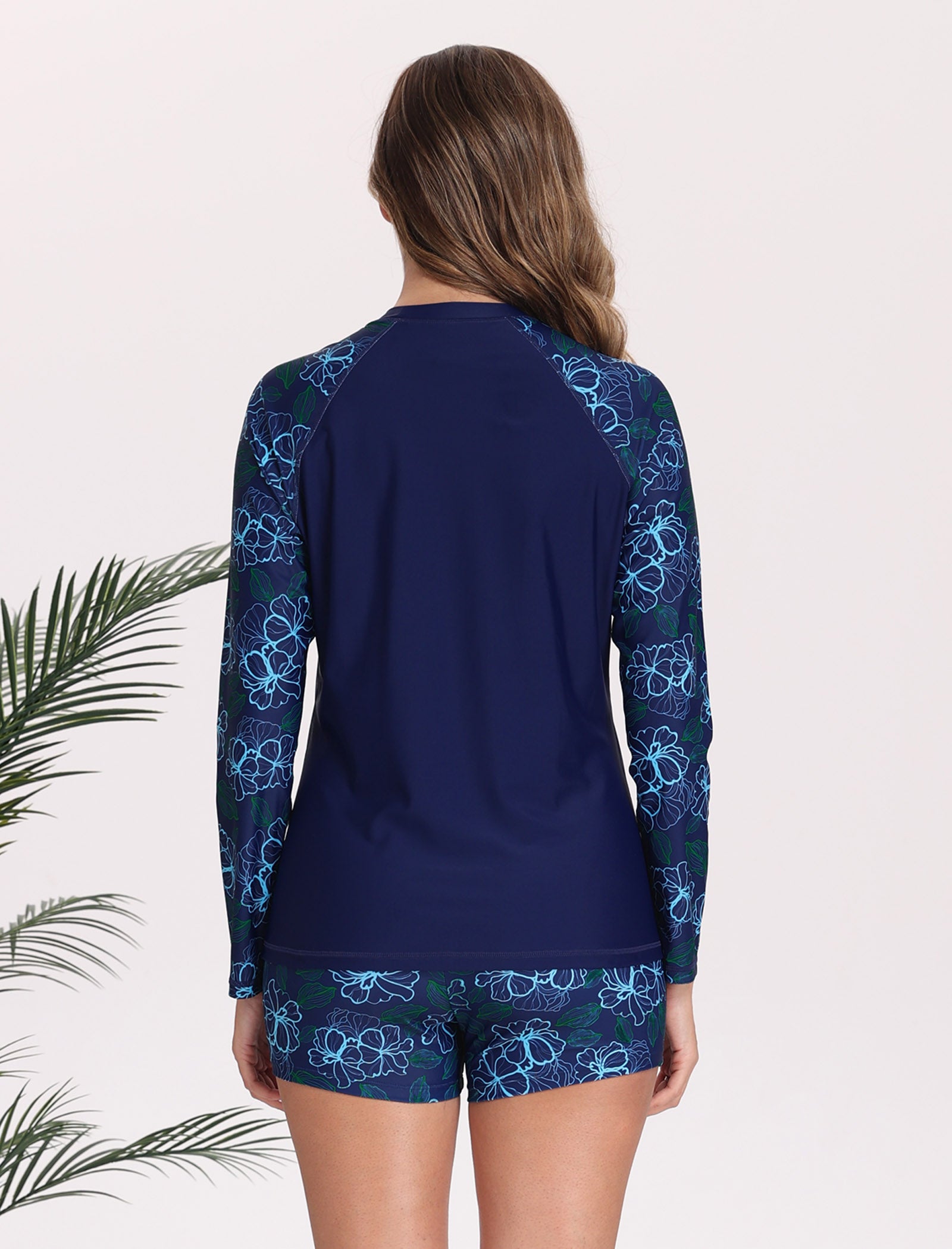 Long Days in the Sun Two Piece Rash Guard Sets with Built in Bra