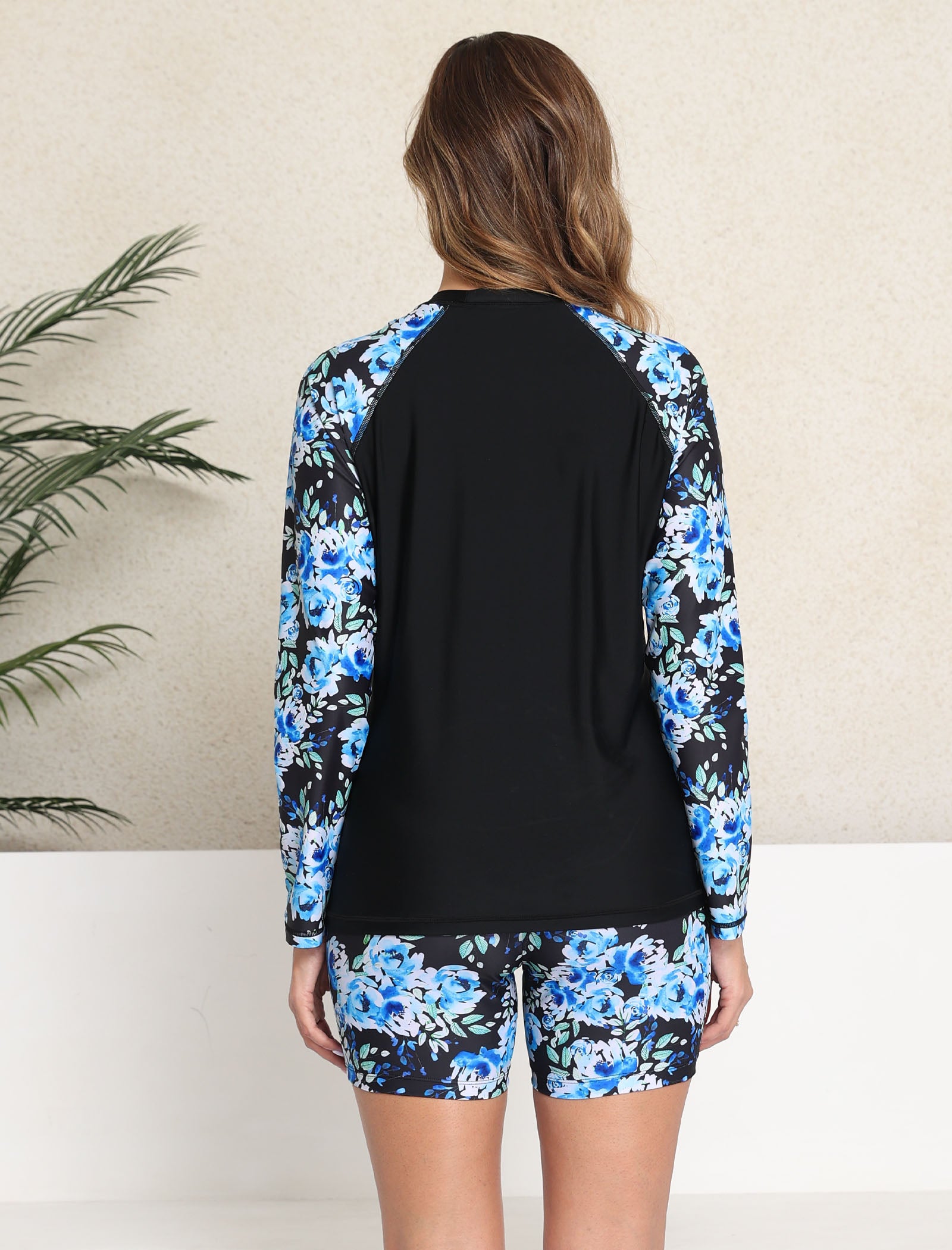 Effortless Protection Long Sleeve Two Piece Rash Guard Sets with 5" Inseam Boardshorts