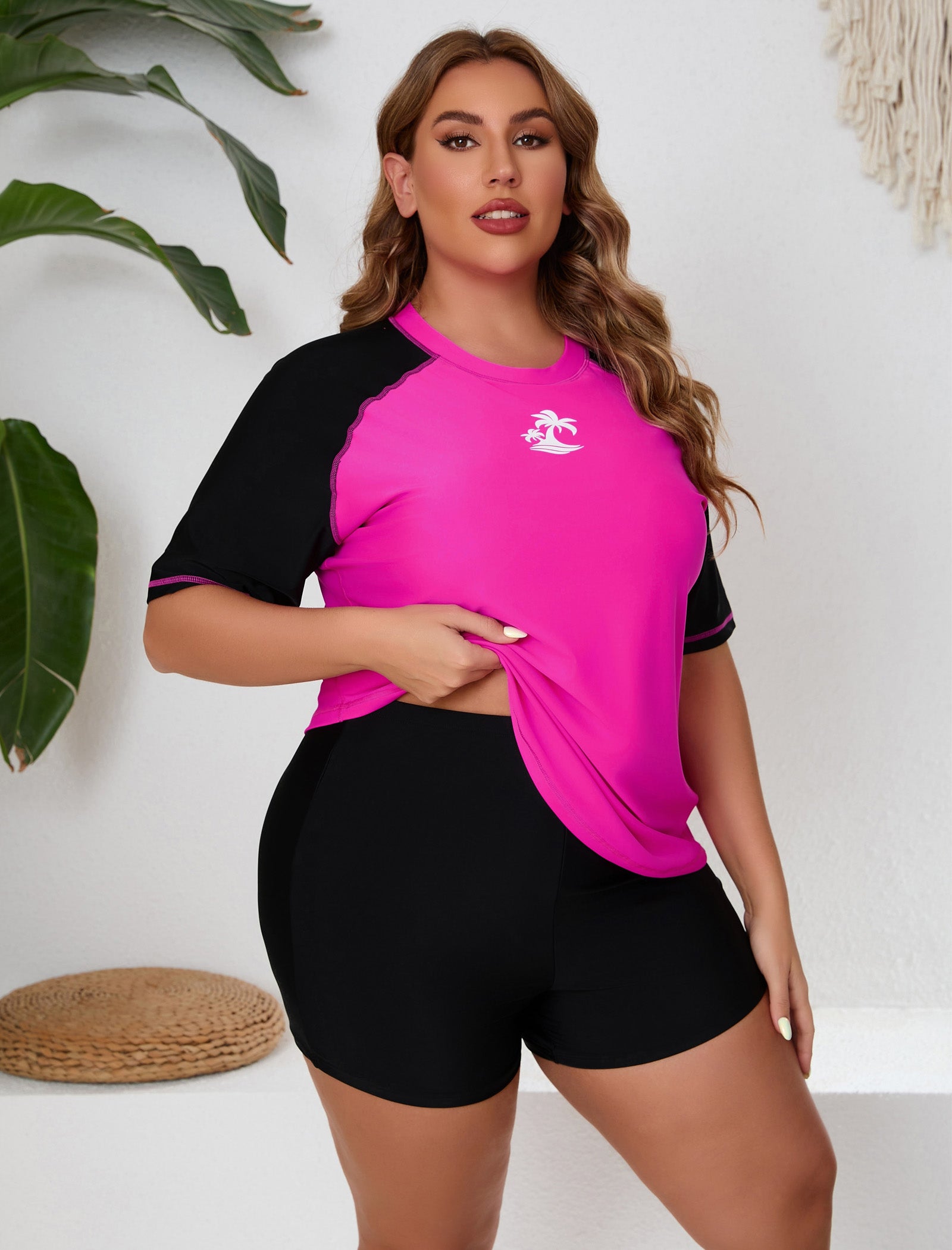 Endless Play Plus Size Two Piece Rash Guard Sets with Built in Bra
