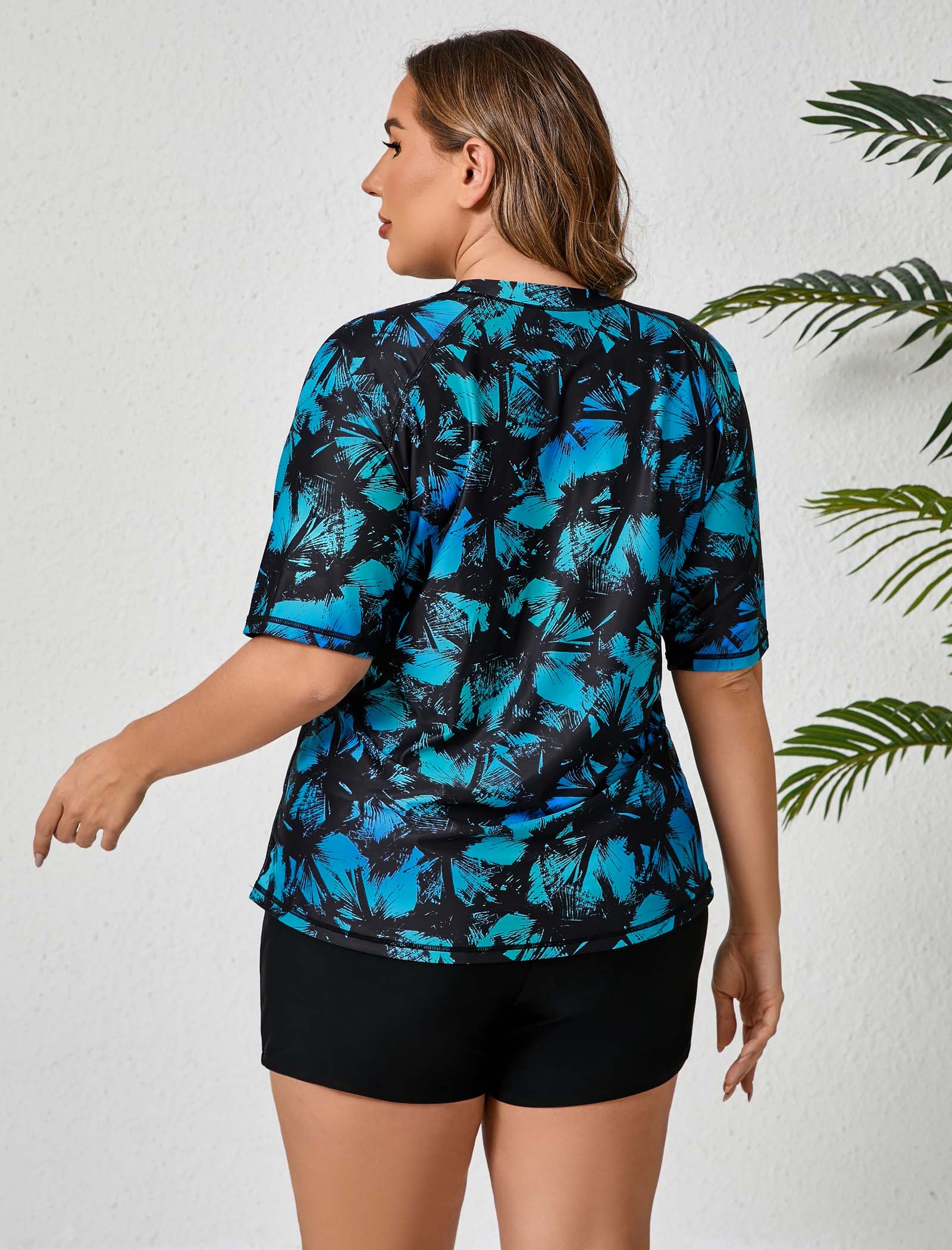 Endless Play Plus Size Two Piece Rash Guard Sets with Built in Bra