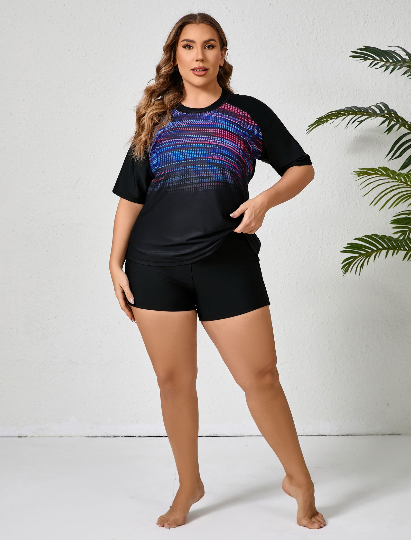 Endless Play Plus Size Two Piece Rash Guard Sets with Built in Bra