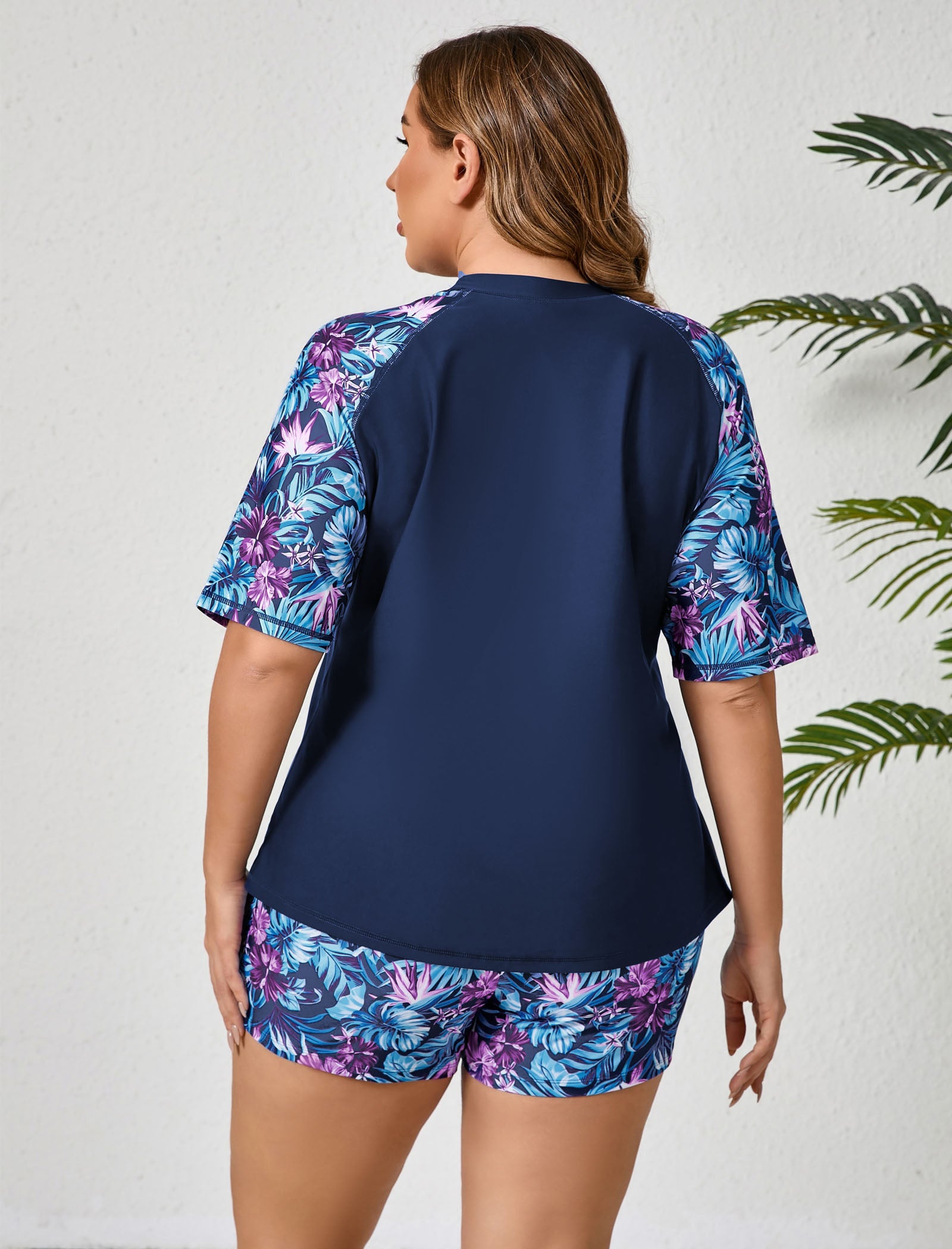 Endless Play Plus Size Two Piece Rash Guard Sets with Built in Bra