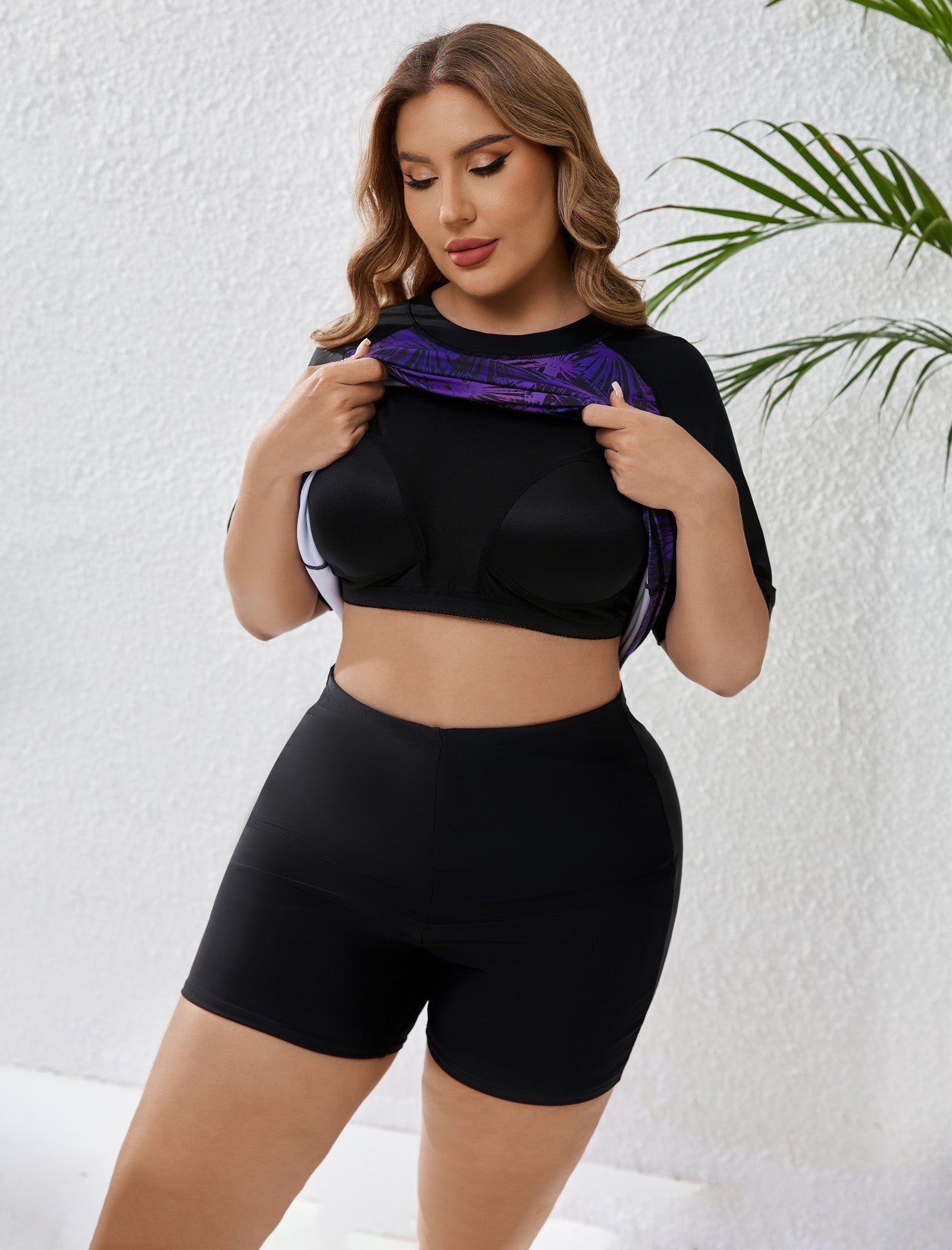 Endless Play Plus Size Two Piece Rash Guard Sets with Built in Bra