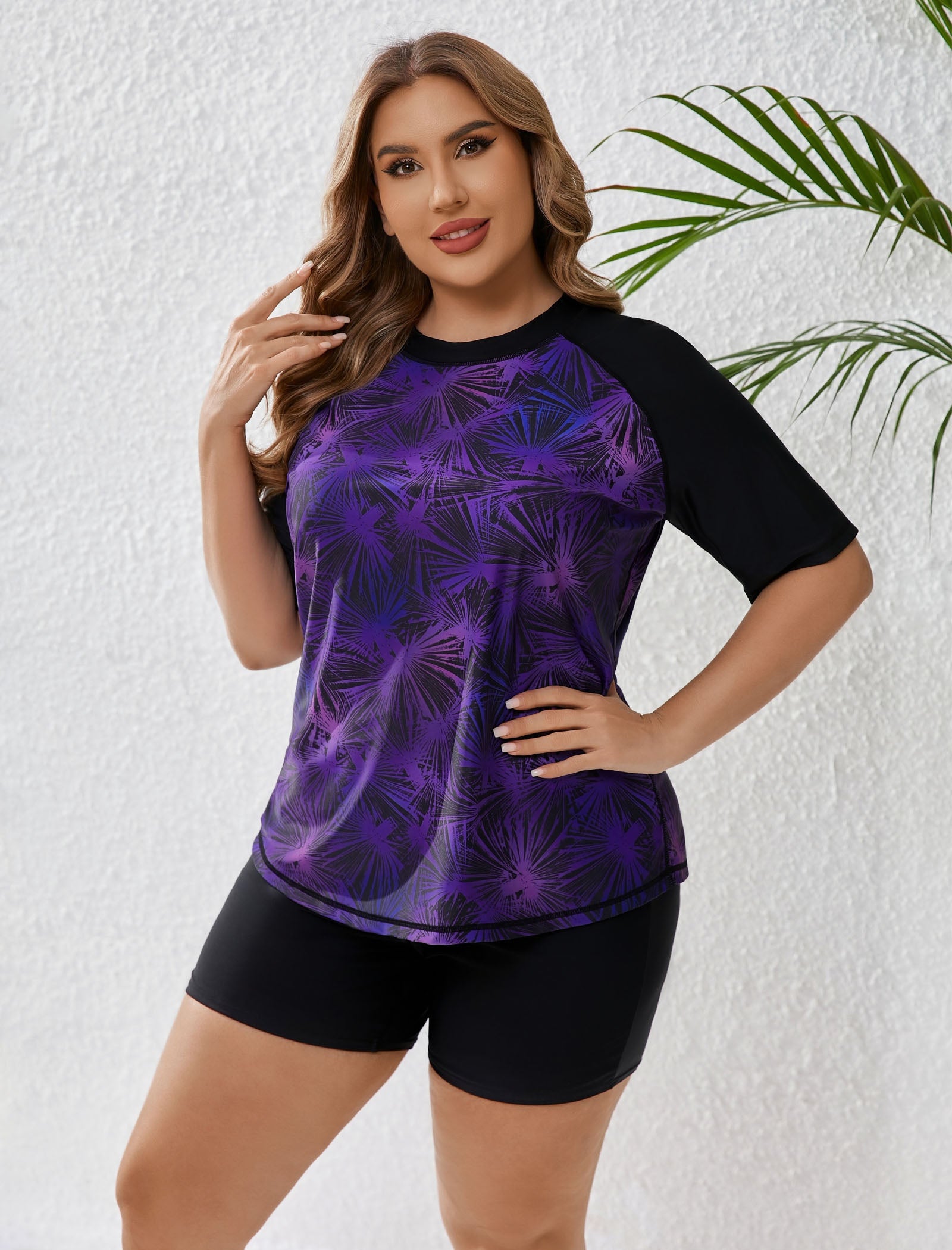 Endless Play Plus Size Two Piece Rash Guard Sets with Built in Bra