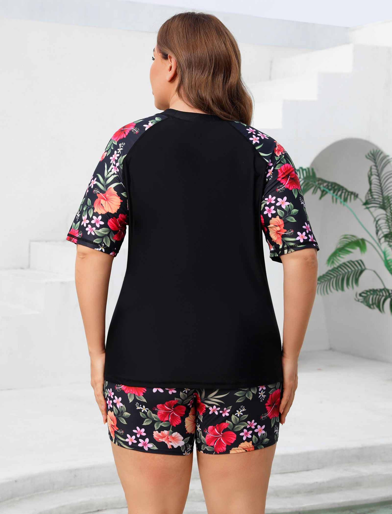 Endless Play Plus Size Two Piece Rash Guard Sets with Built in Bra