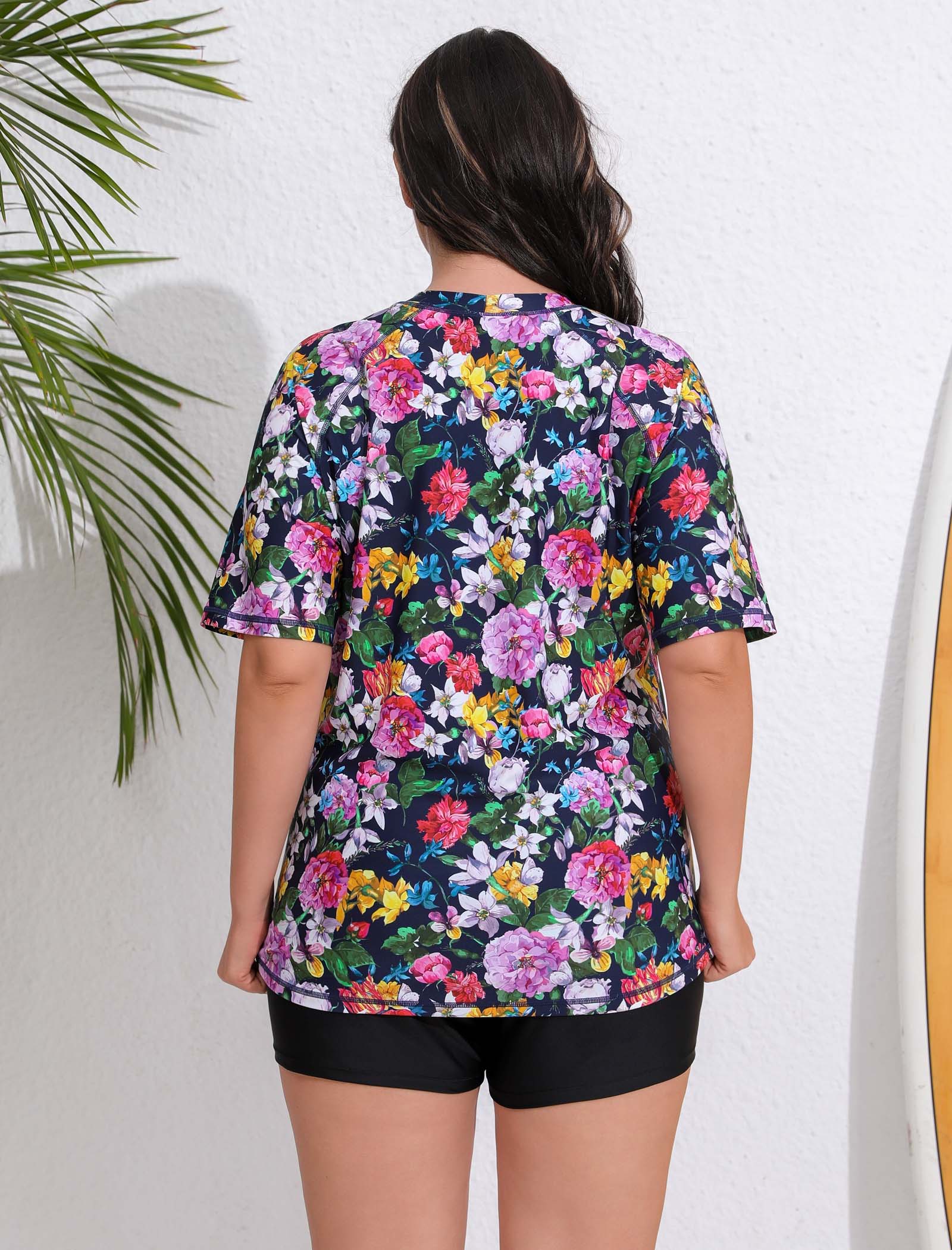 Endless Play Plus Size Two Piece Rash Guard Sets with Built in Bra