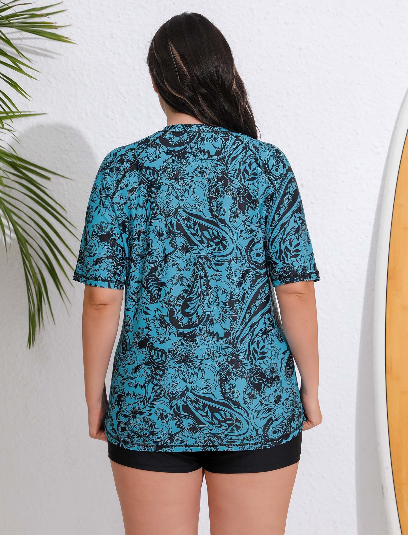 Endless Play Plus Size Two Piece Rash Guard Sets with Built in Bra