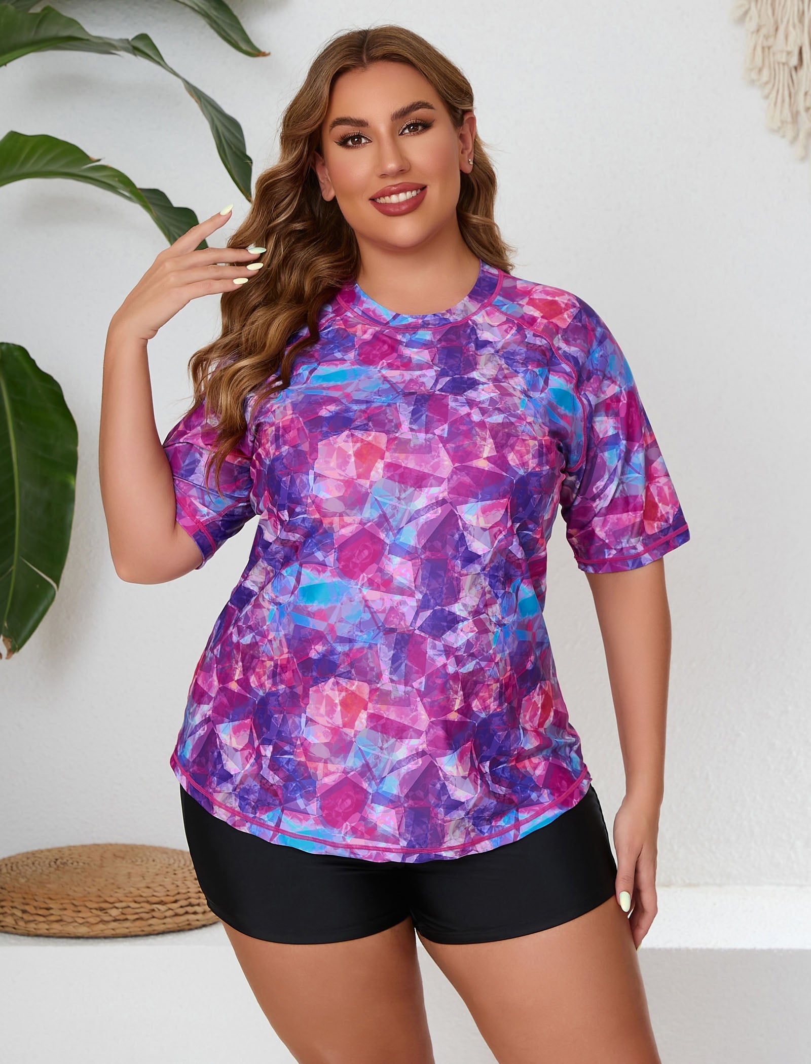 Endless Play Plus Size Two Piece Rash Guard Sets with Built in Bra