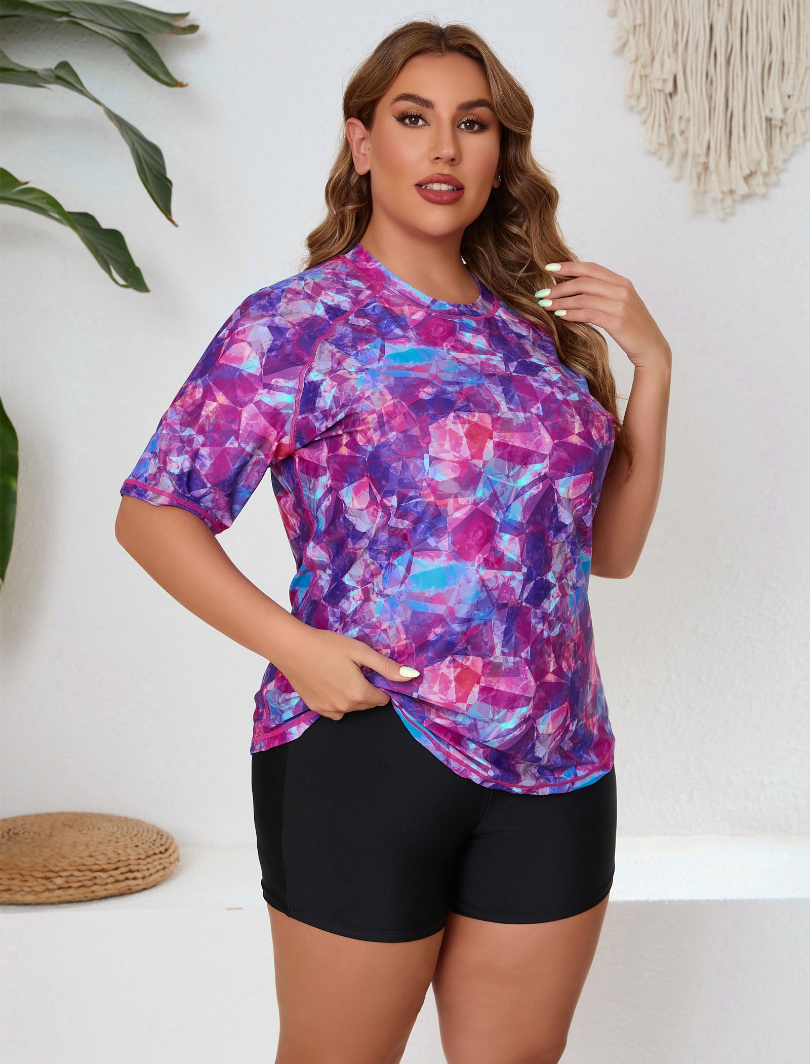 Endless Play Plus Size Two Piece Rash Guard Sets with Built in Bra