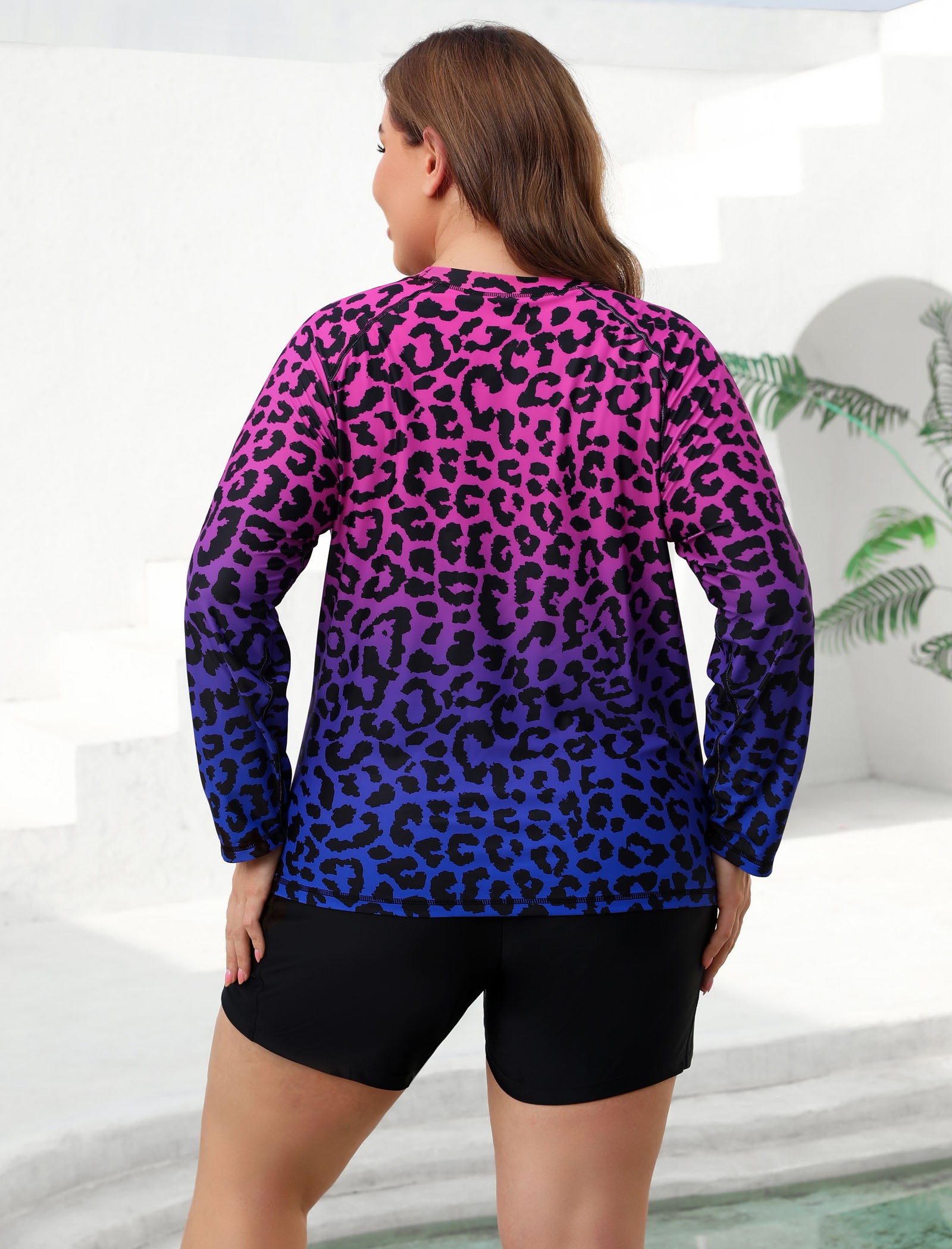 Holiday Uniform Plus Size Swim Shirt with Built in Bra and Shorts with Pockets